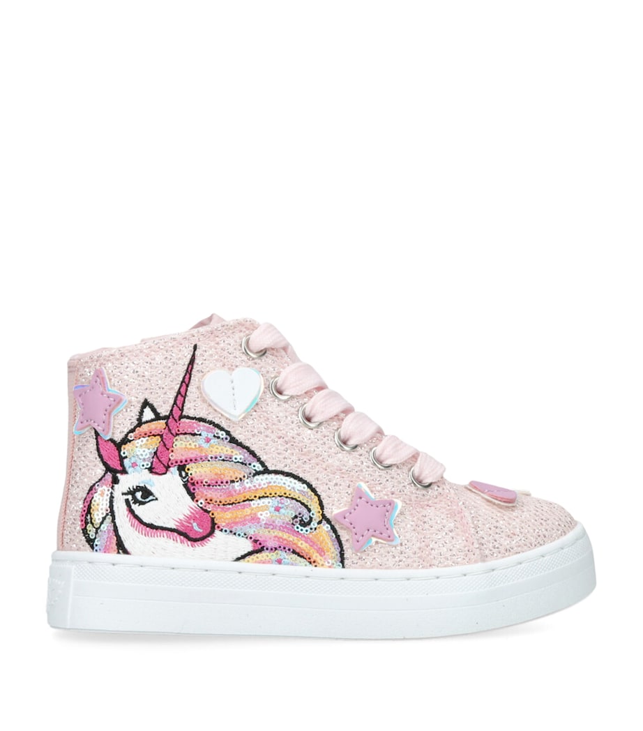 Unicorn Rainbow High-Top Sneakers PINK Image 1