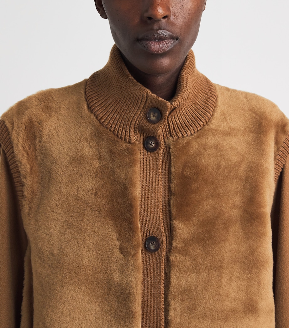 Lafayette 148 Womens Shearling-Camel Hair Quilted Gilet Vicuna Image 3