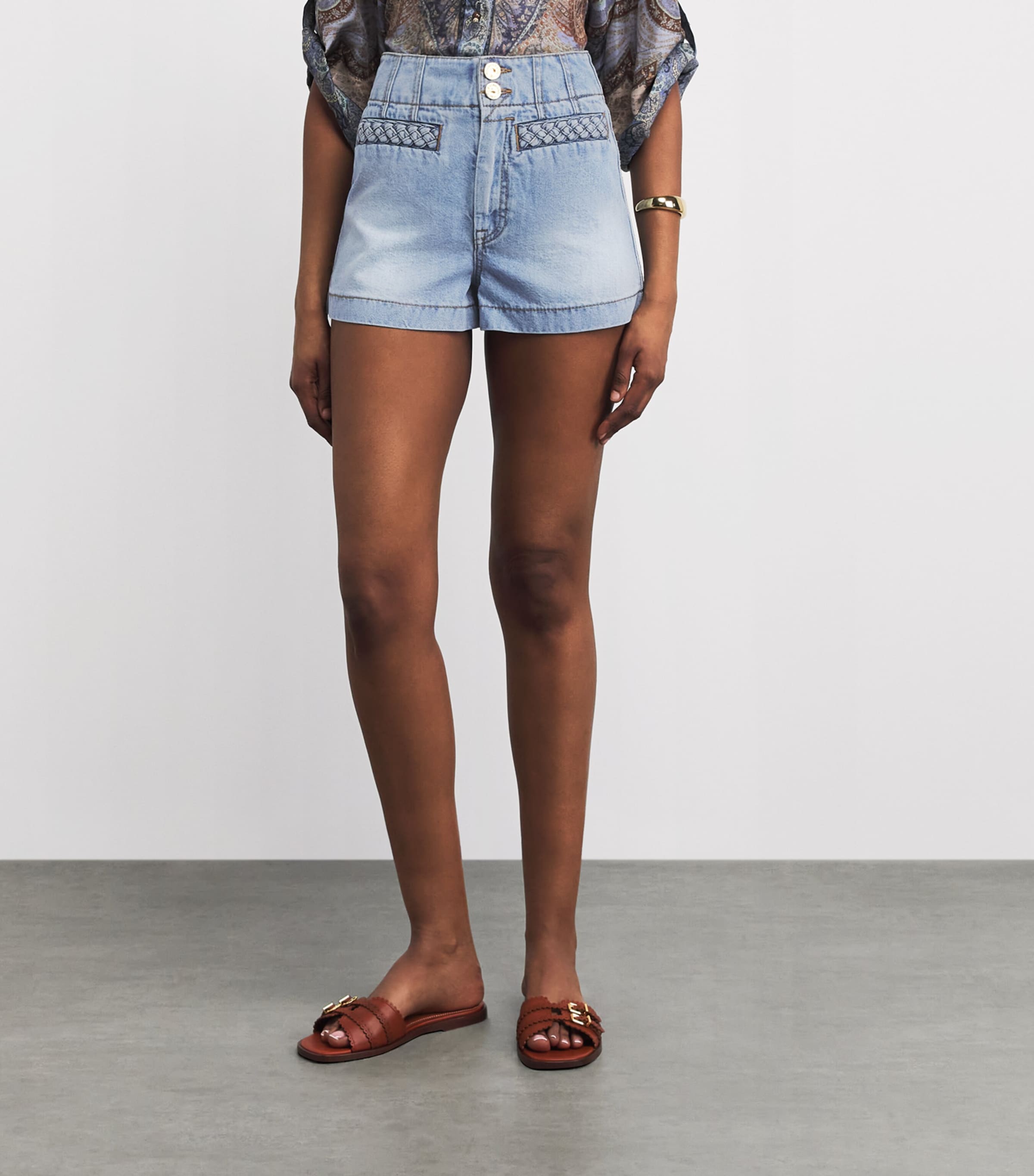 Zimmermann Womens Indra Denim Shorts Skylark Image 4