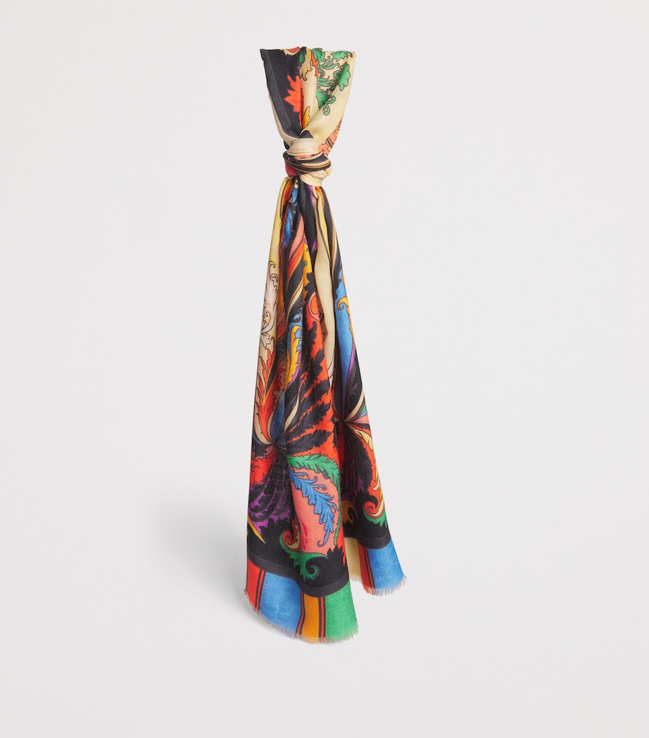 Wool-Cashmere-Silk Printed Scarf X0804 Image 3