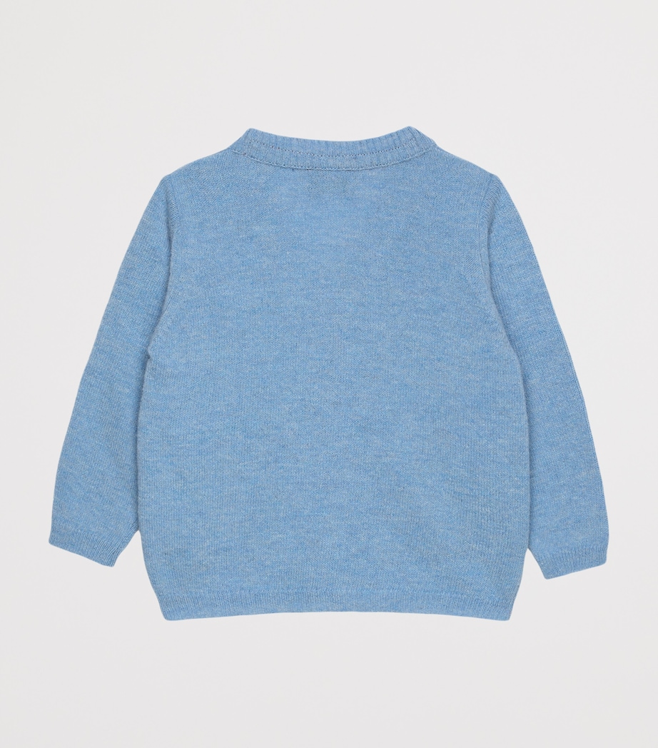 Trotters Wool-Blend Guardsman on Horse Cardigan (3-24 Months) Blue Marl Image 2