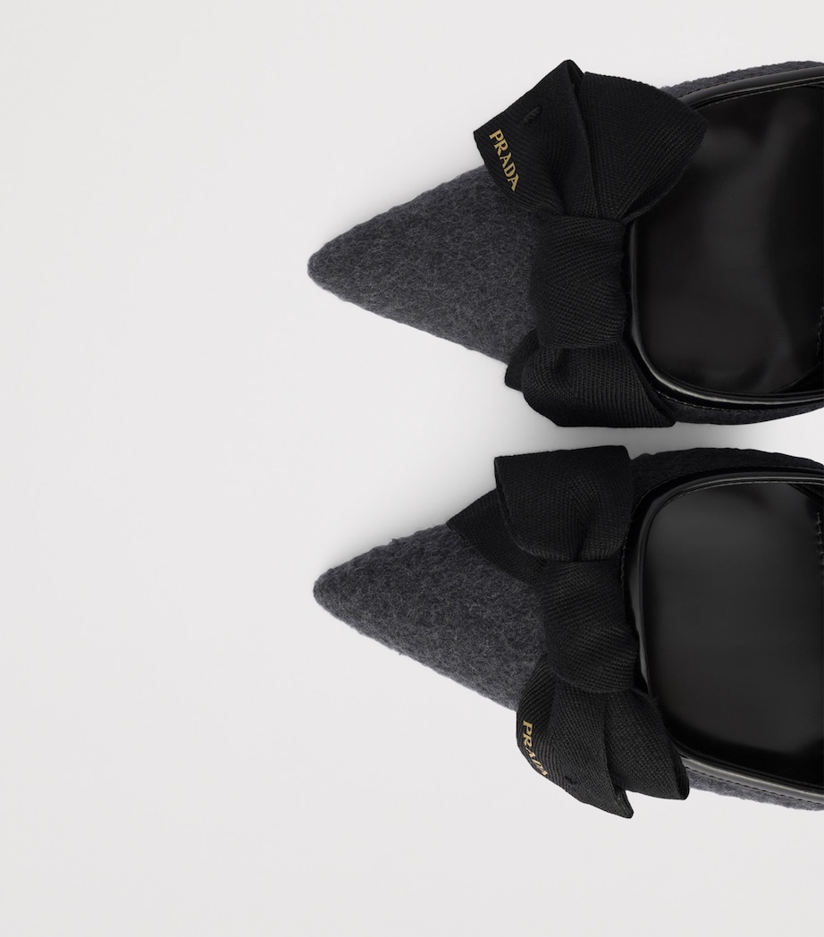 Prada Cashmere Bow-Detail Slingback Pumps 75 Grey Image 5