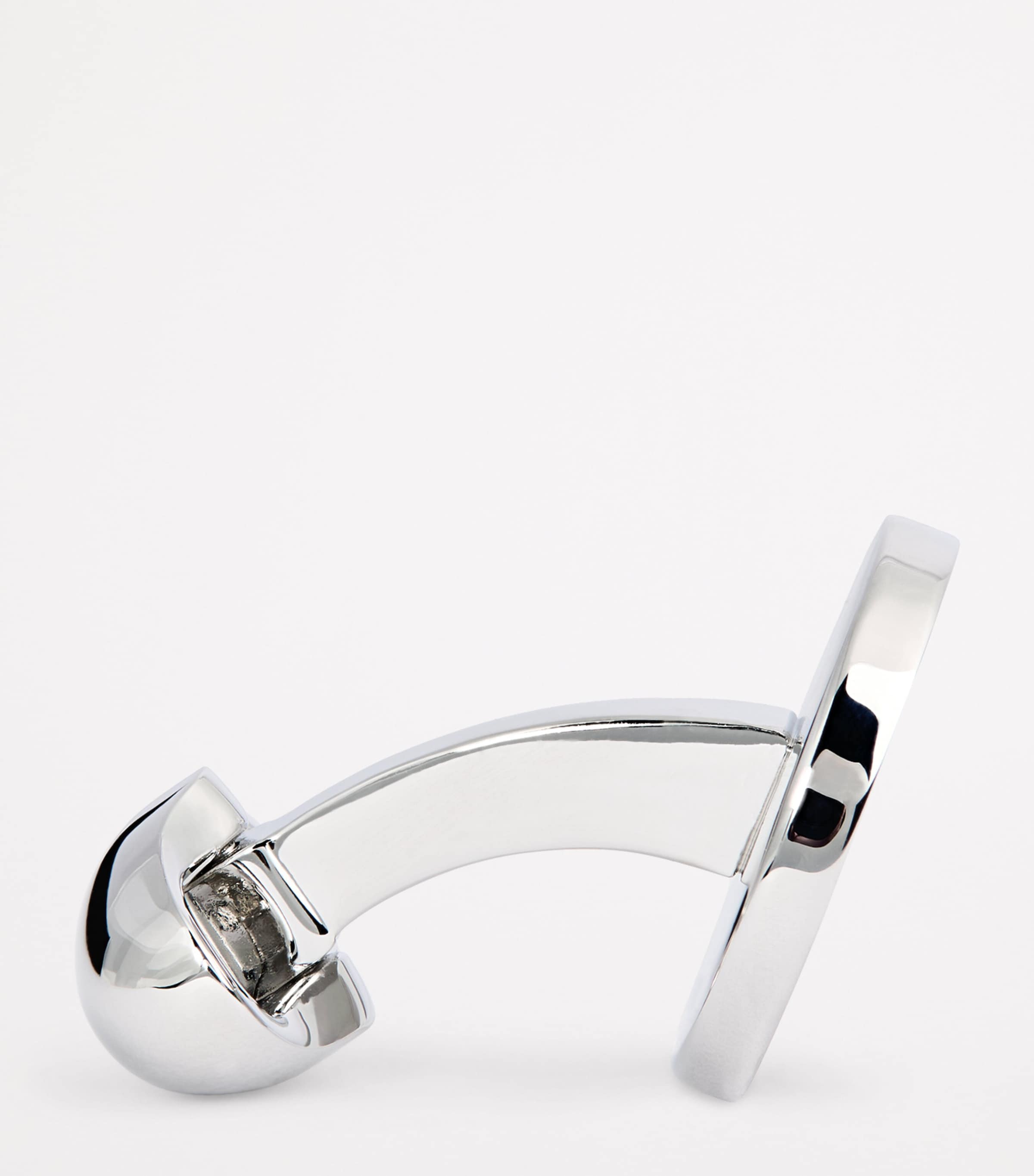 Rhodium-Plated Moondust Round Cufflinks BLACK Image 4