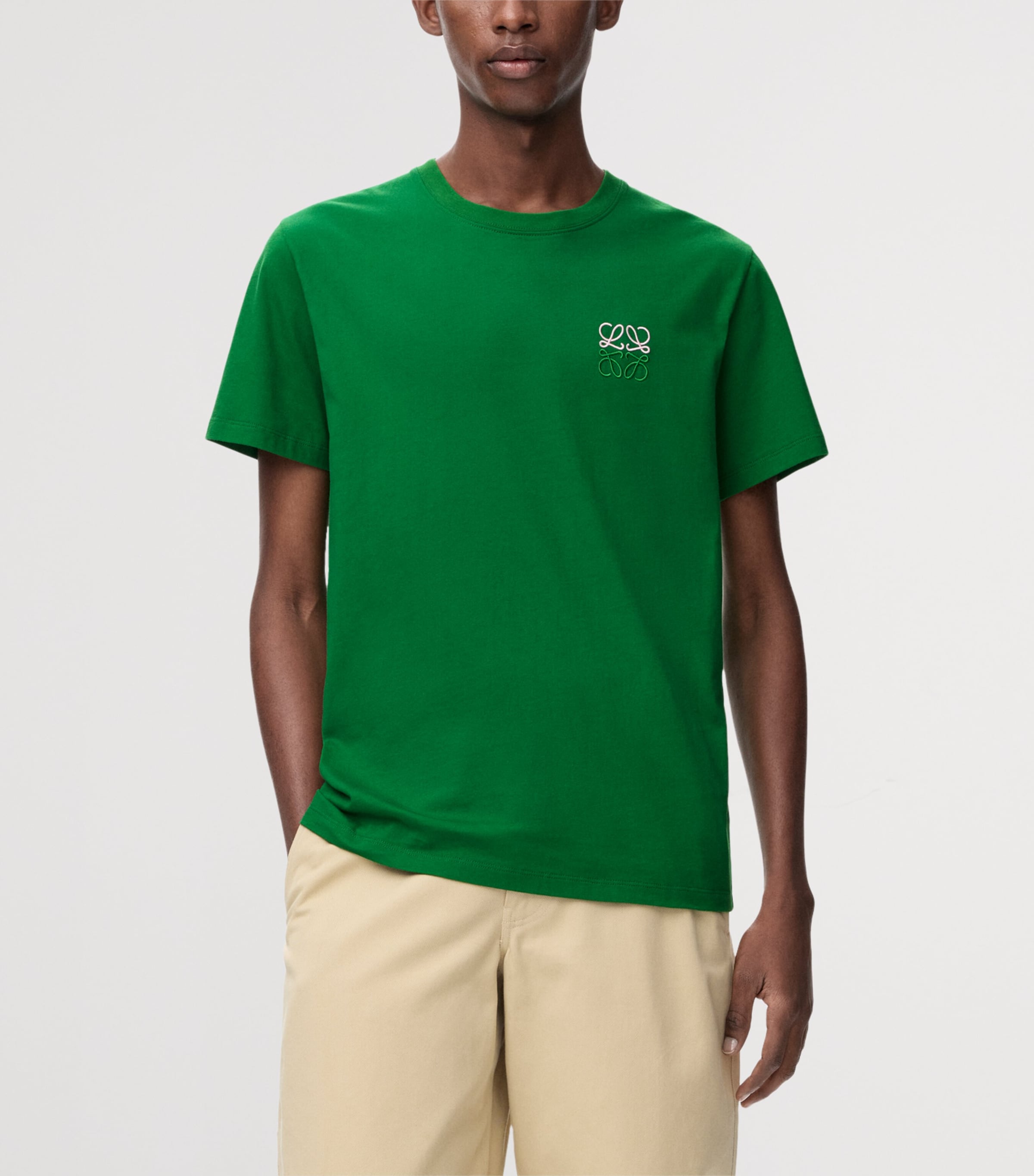 LOEWE Mens Cotton Anagram T-Shirt Green Image 3