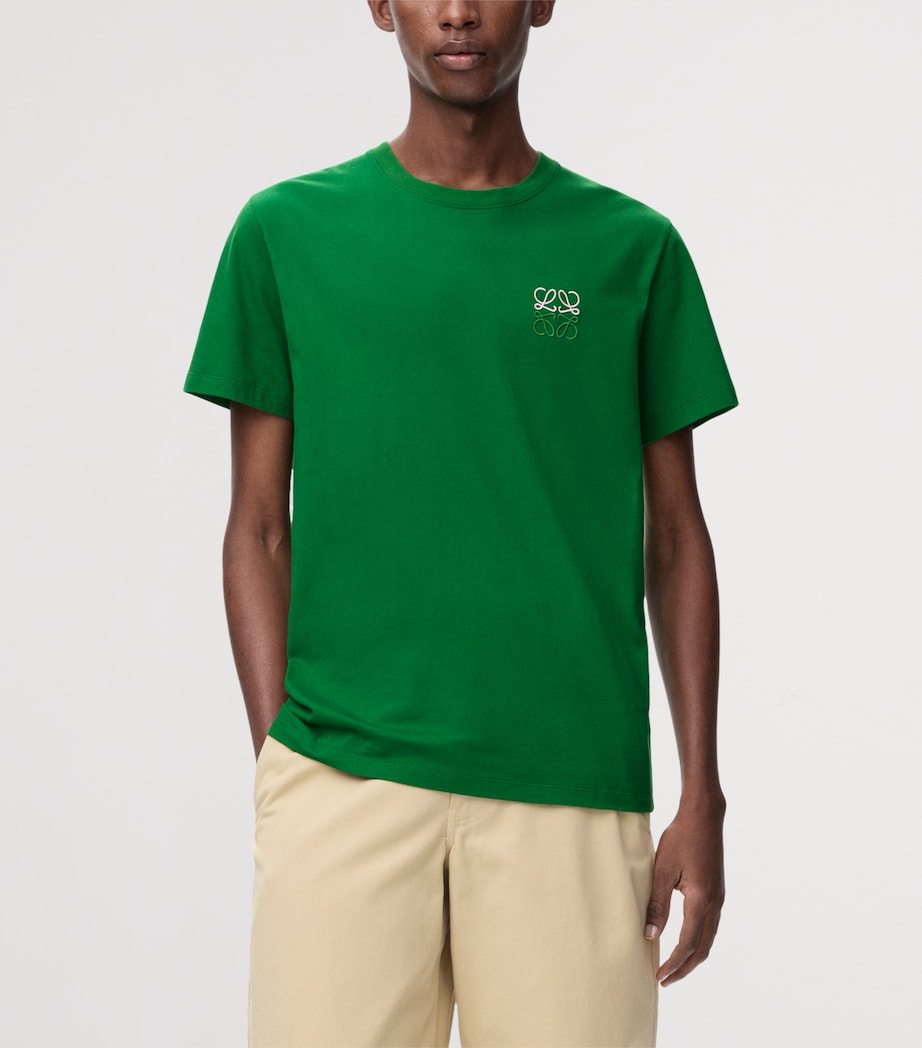 LOEWE Mens Cotton Anagram T-Shirt Green Image 3