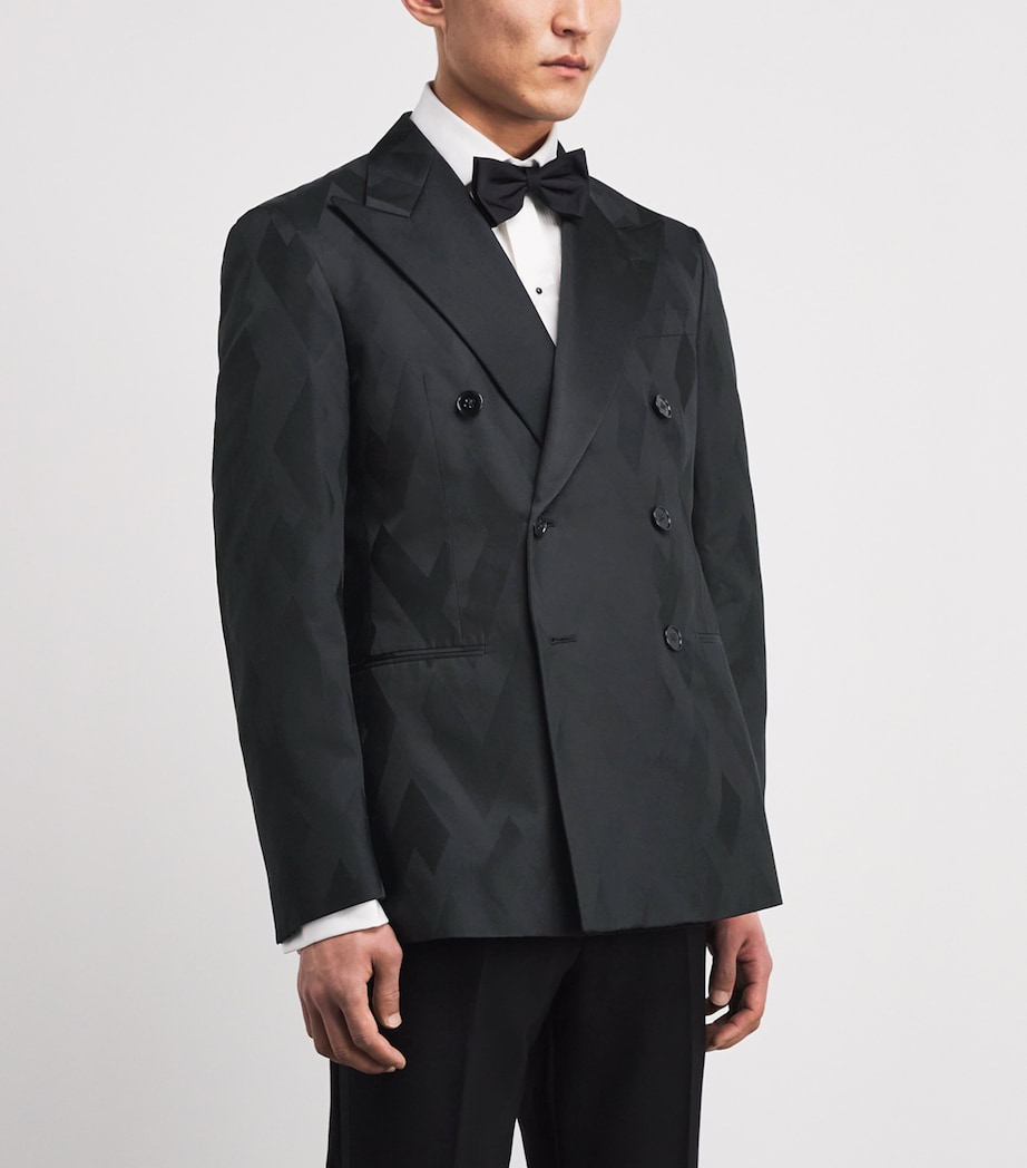 Ralph Lauren Purple Label Mens Cotton-Silk Double-Breasted Kent Tuxedo Jacket Black Tonal Image 4