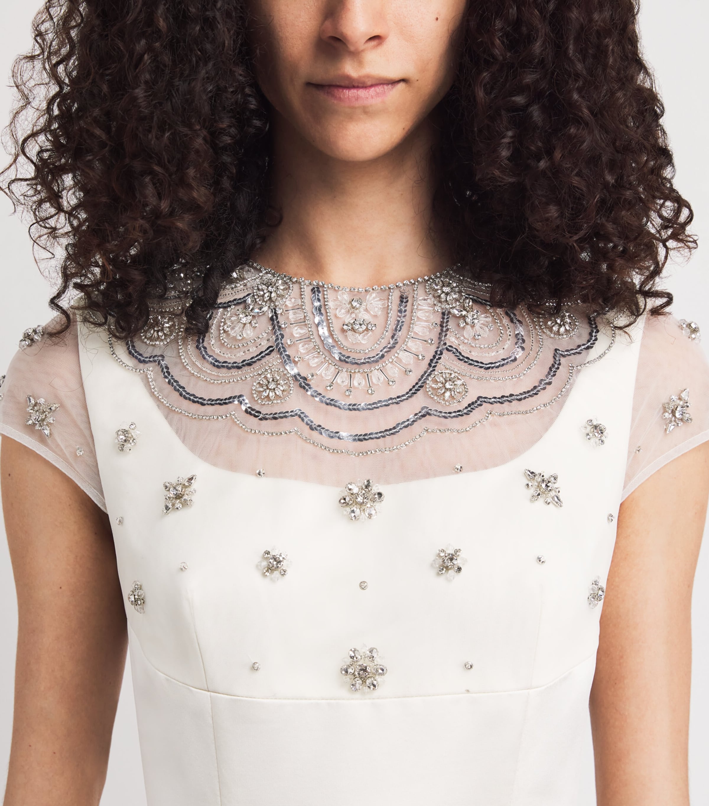 Huishan Zhang Womens Embroidered Margo Gown Ivory Image 3