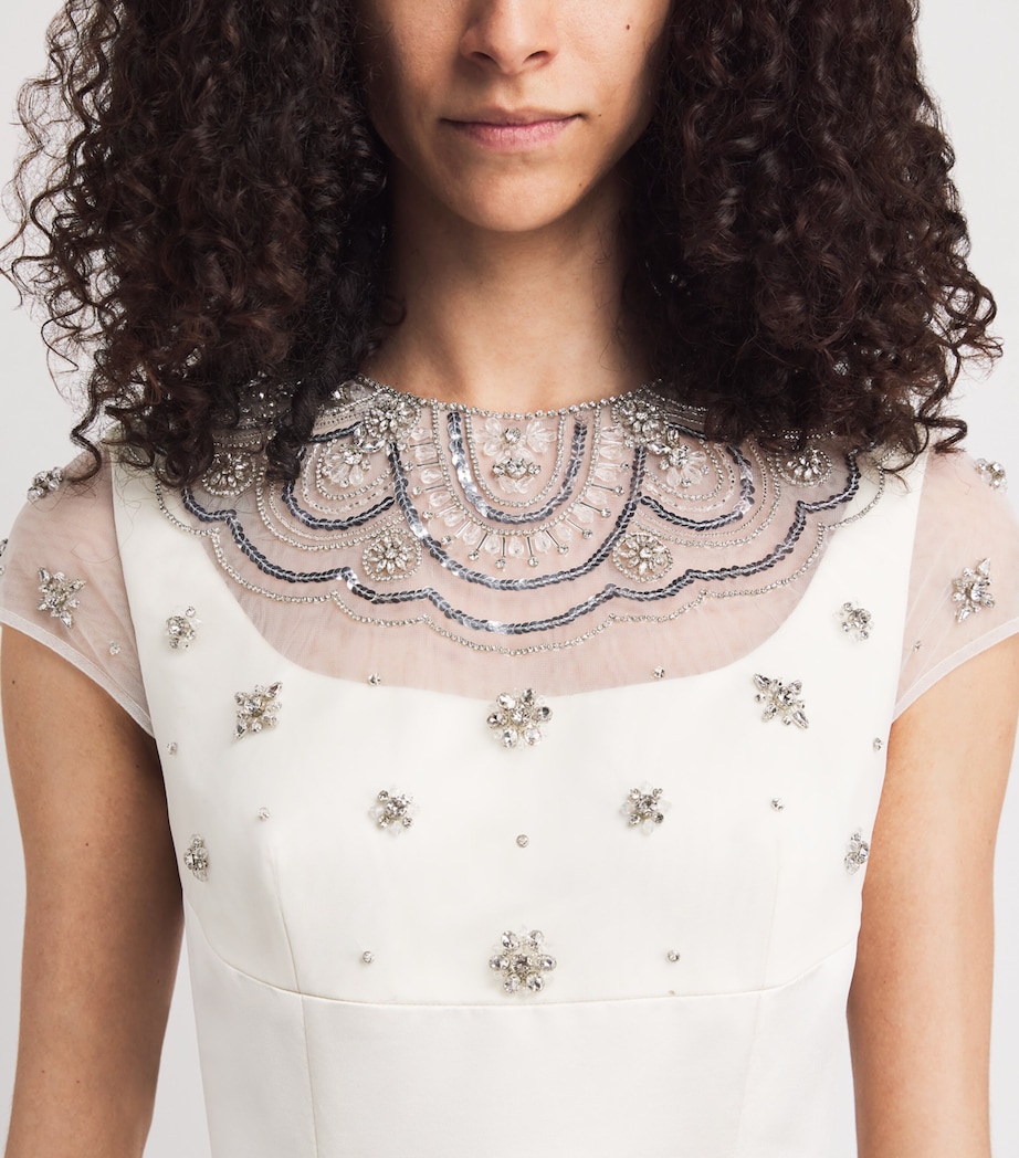 Huishan Zhang Womens Embroidered Margo Gown Ivory Image 3