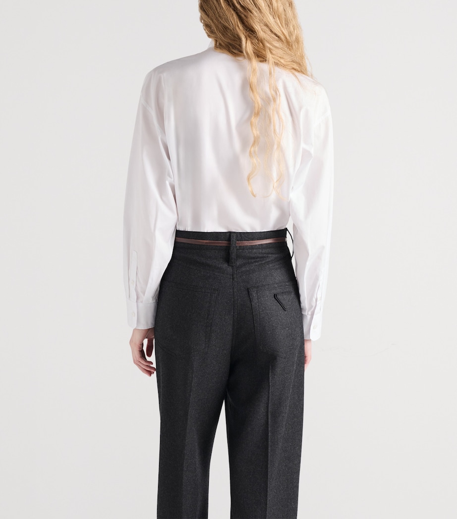 Prada Womens Embroidered-Logo Poplin Shirt Image 5