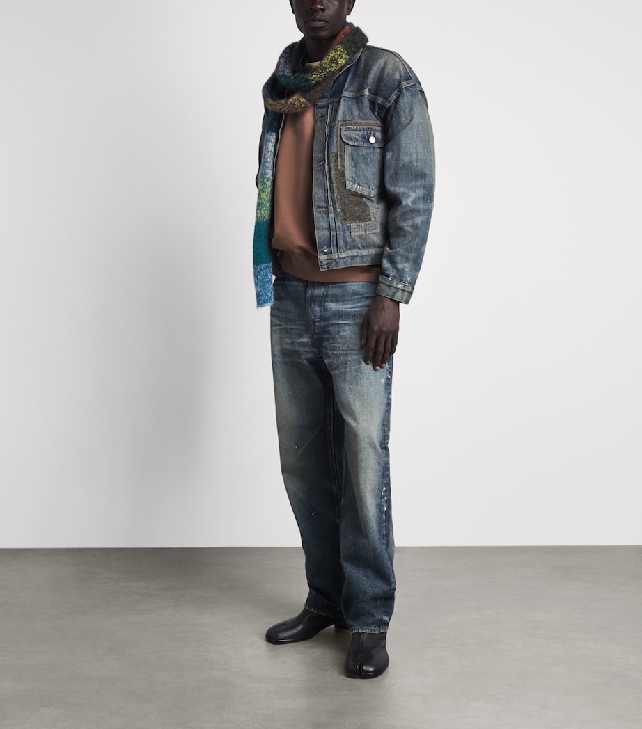 Junya Watanabe MAN Mens Distressed Patchwork Straight Jeans Indg X Gry/bk/grn Image 2