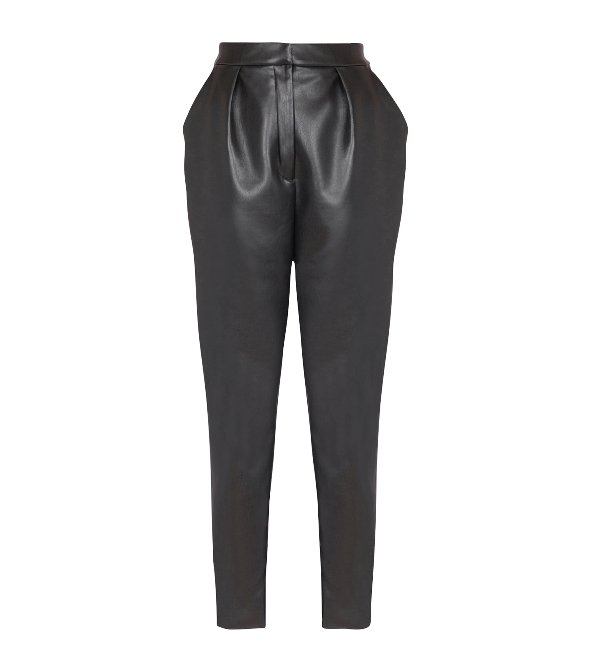 Balmain Faux Leather High-rise Slim Trousers In Multi