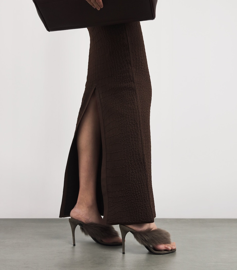 Croc-Effect Racerback Maxi Dress 880 DARK BROWN Image 6