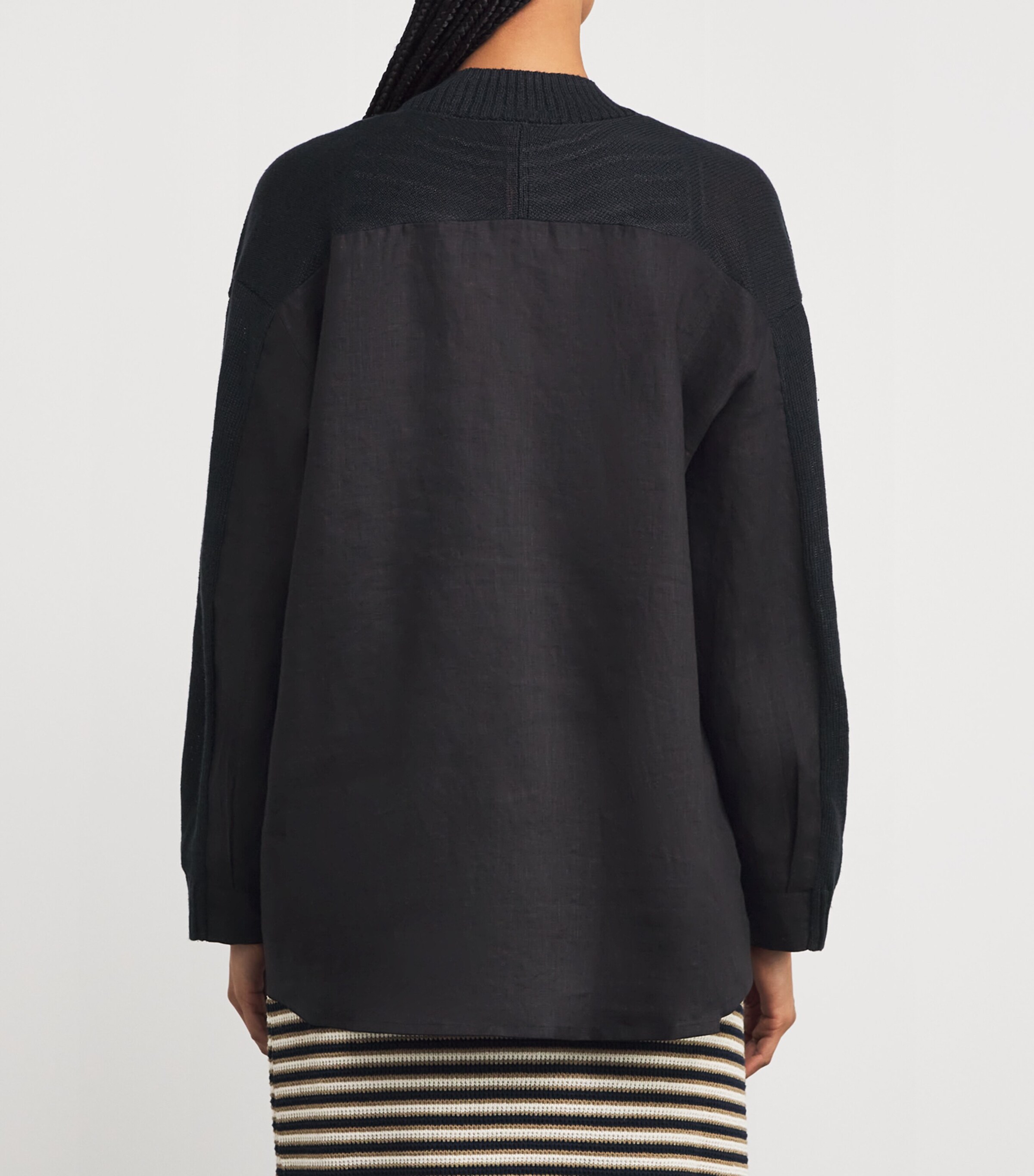 MAX&Co. Womens Linen-Blend Caridgan Black Image 3