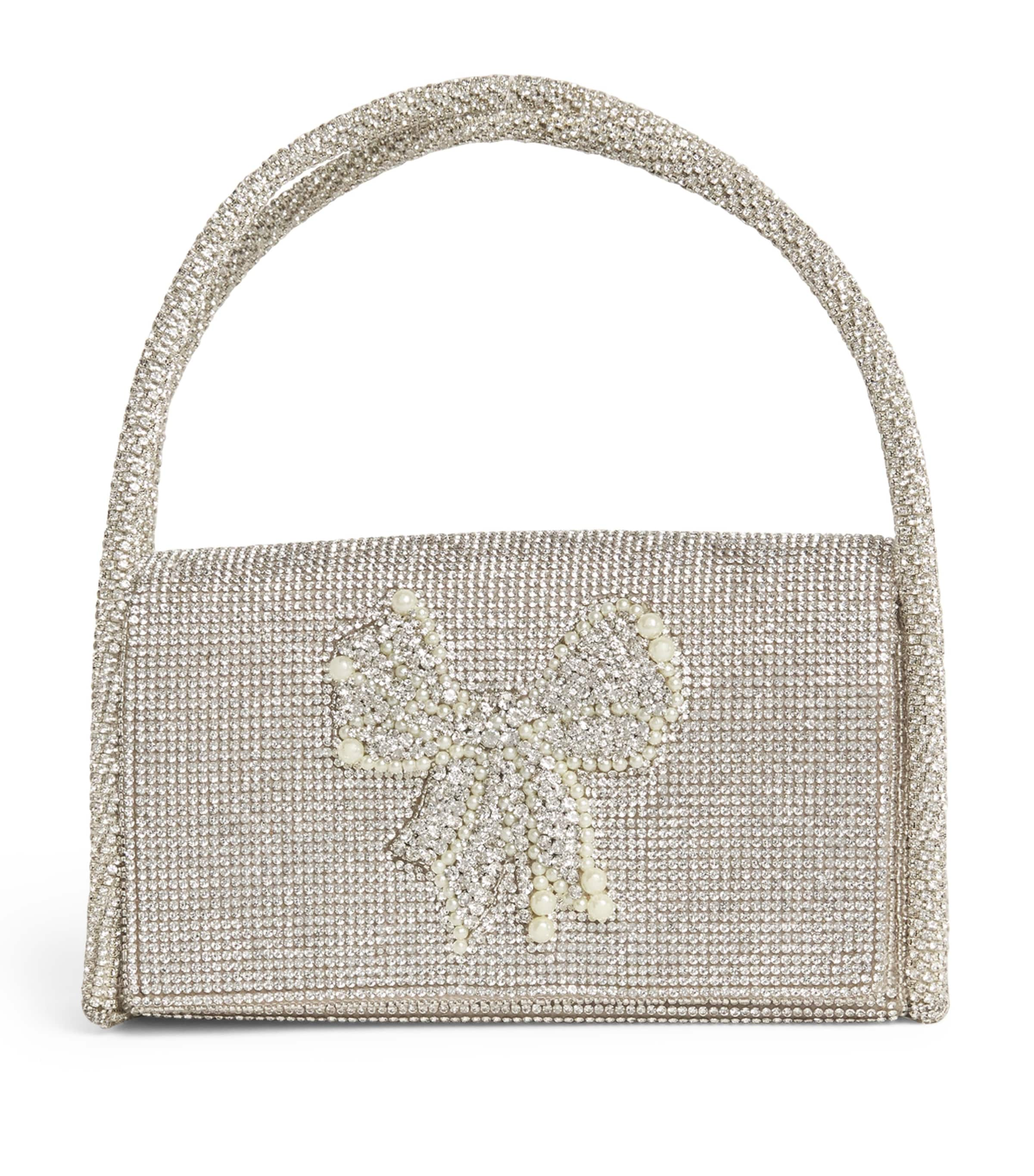 Maison Ava Kids' Embellished Bow Top-handle Bag In Silver