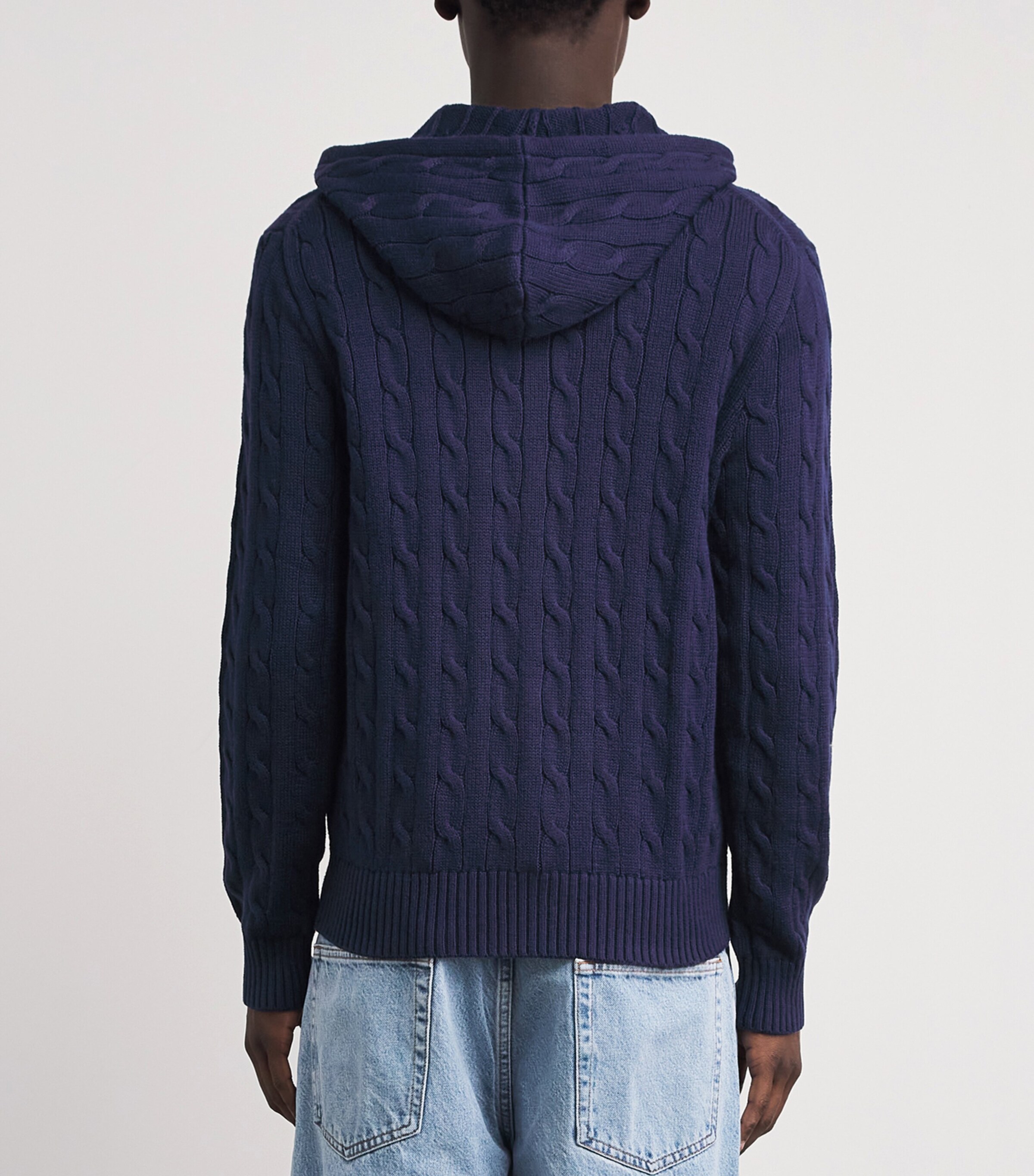 Polo Ralph Lauren Blue Cotton Cable-Knit Zip-Up Hoodie | Harrods US