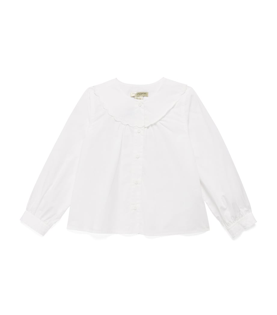 Cotton Scalloped Shirt (3-14+ Years) 100WHITE Image 1