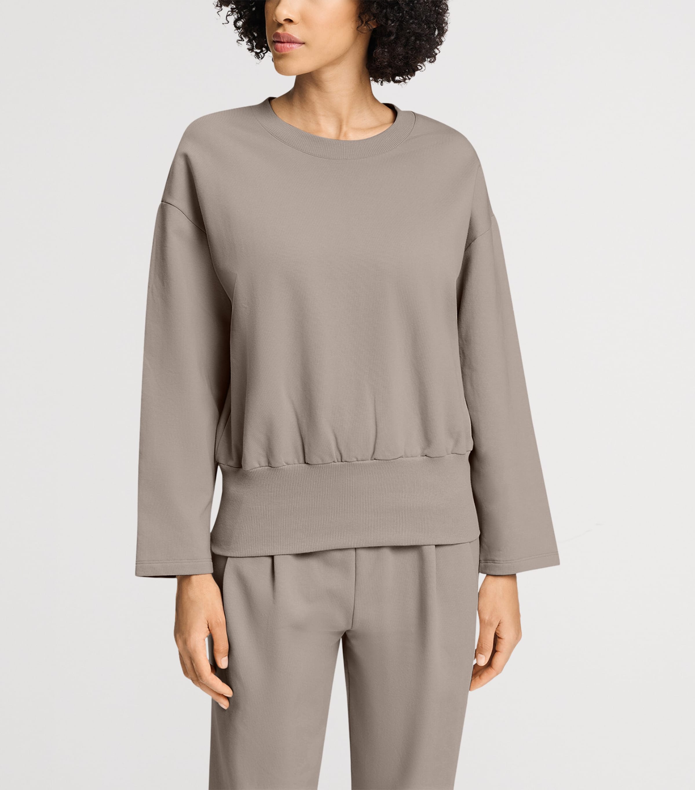 Hanro Womens Stretch-Cotton Natural Living Sweater Rose Grey Image 4