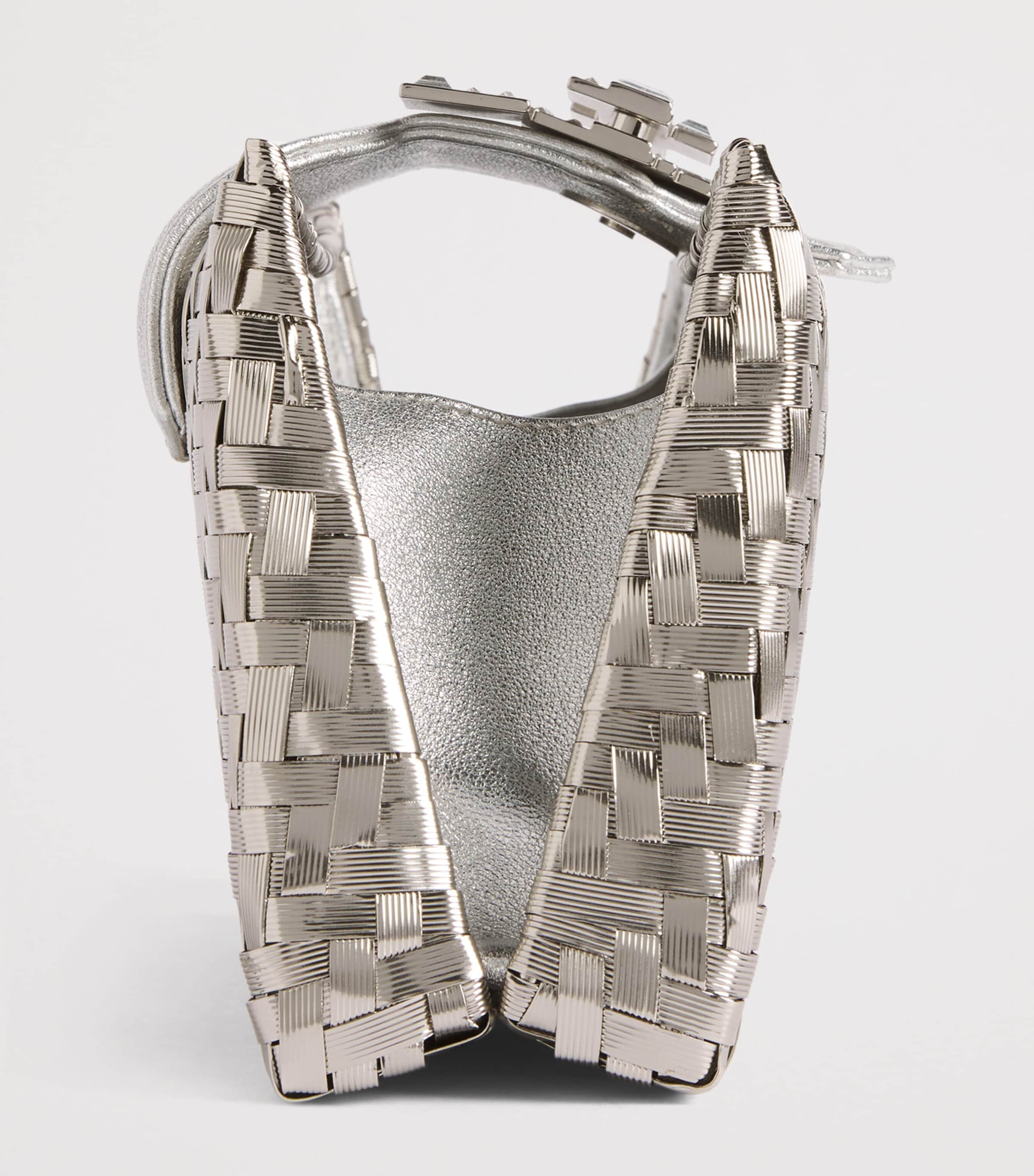 Rodo Woven Embellished Clutch Bag Silver Image 6
