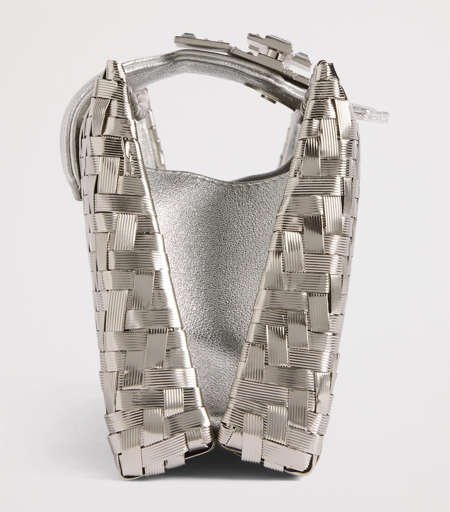 Rodo Woven Embellished Clutch Bag Silver Image 6