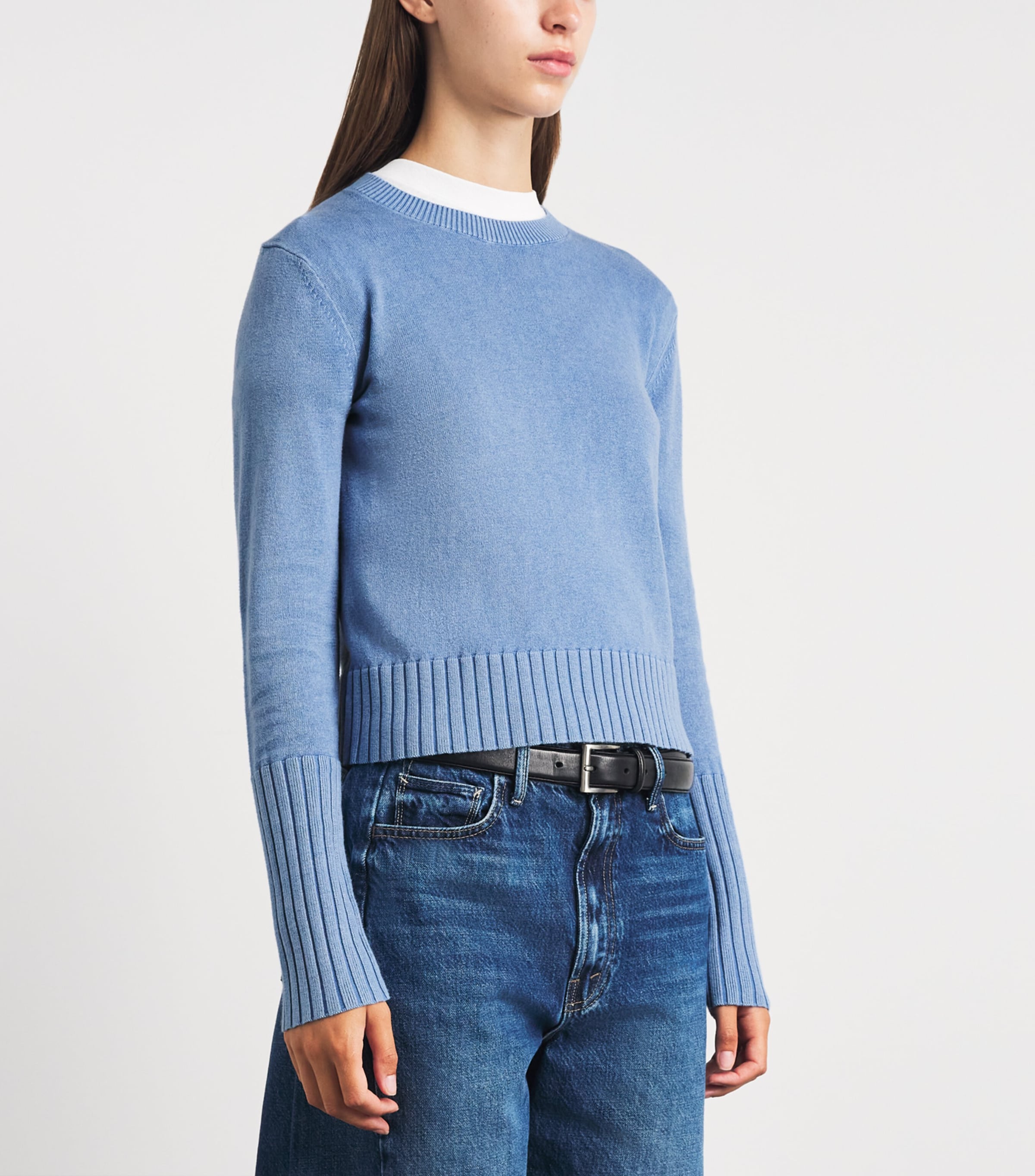 Guest In Residence Womens Cotton-Cashmere Sunwash Shrunken Sweater Delft Blue Dlfbl Image 4