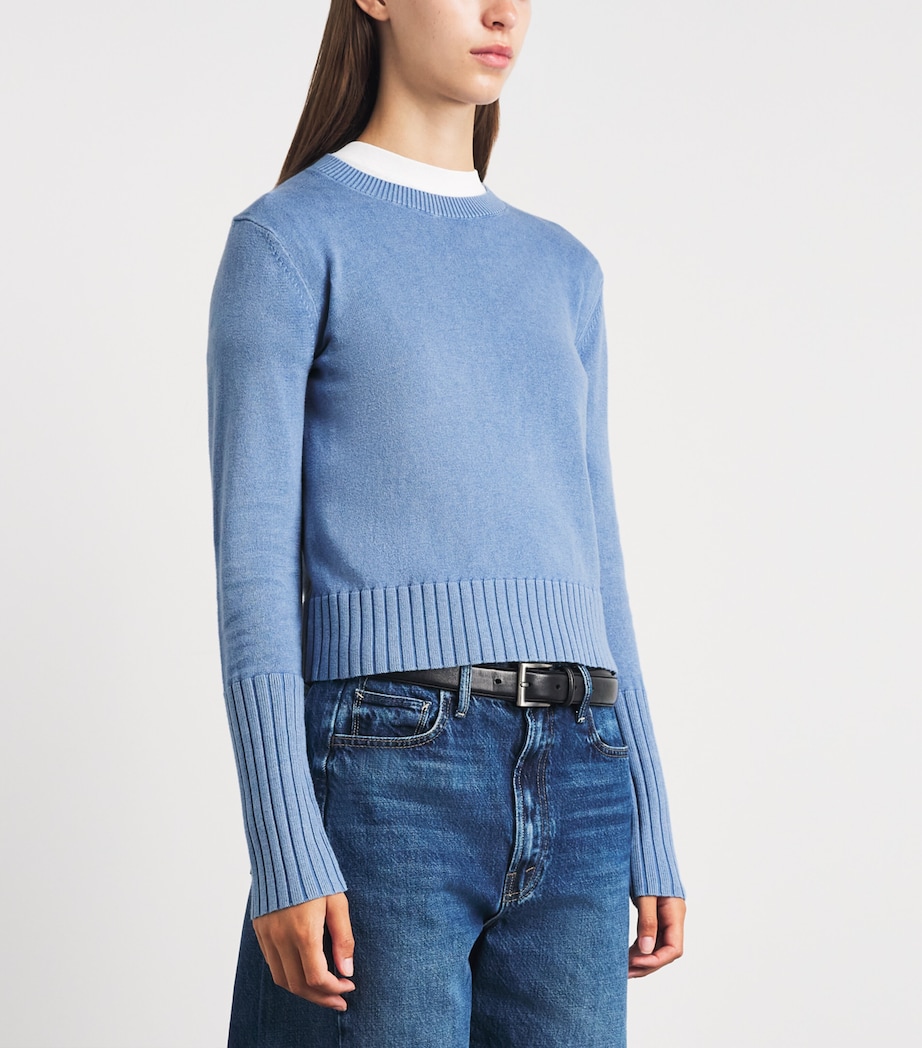Guest In Residence Womens Cotton-Cashmere Sunwash Shrunken Sweater Delft Blue Dlfbl Image 4