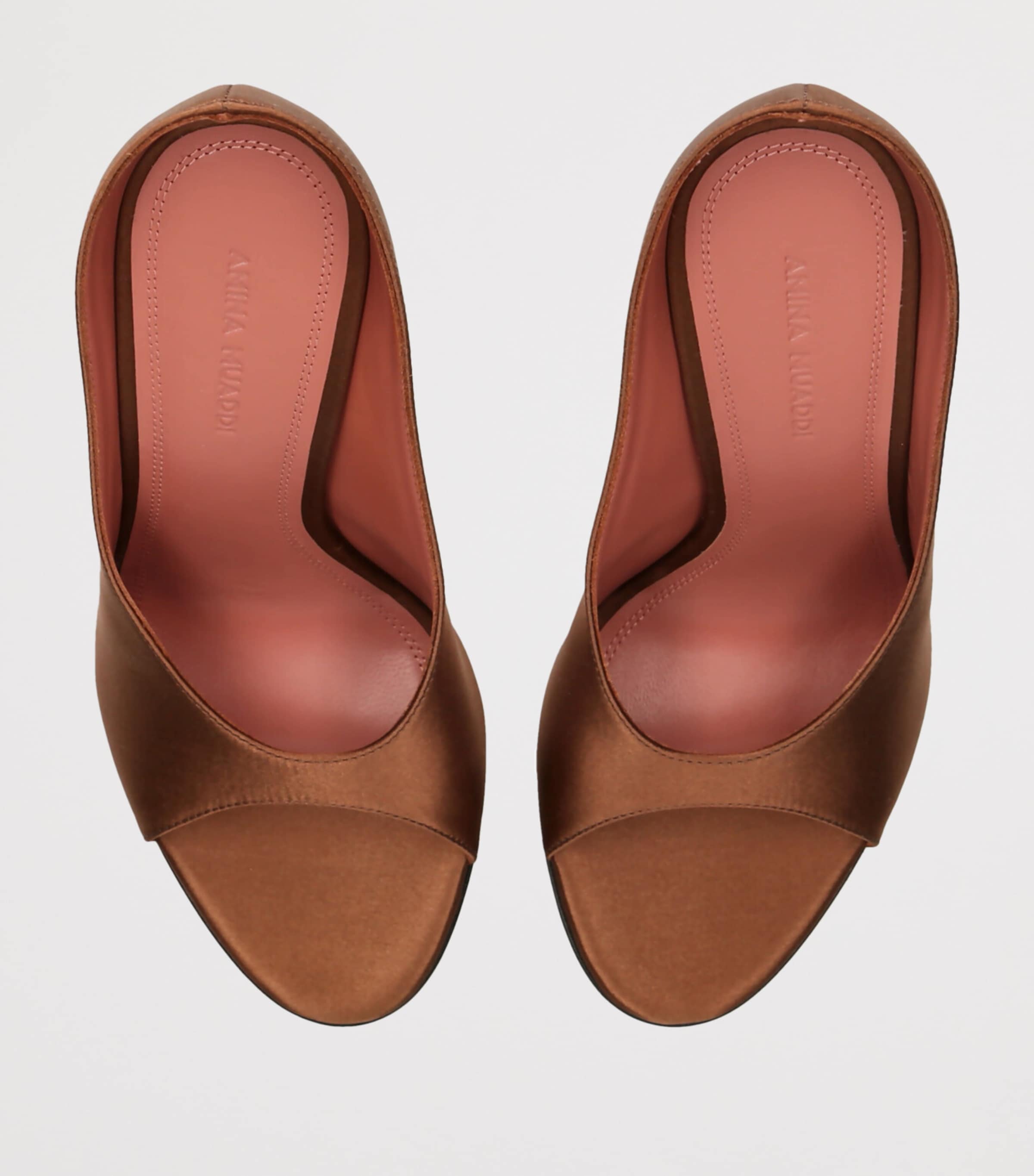 サンダル・ミュール AMINA MUADDI ANOKSLIPPER105 Sandals Brown Amina Muaddi Satin Anok Heeled Slipper 105 | Harrods US