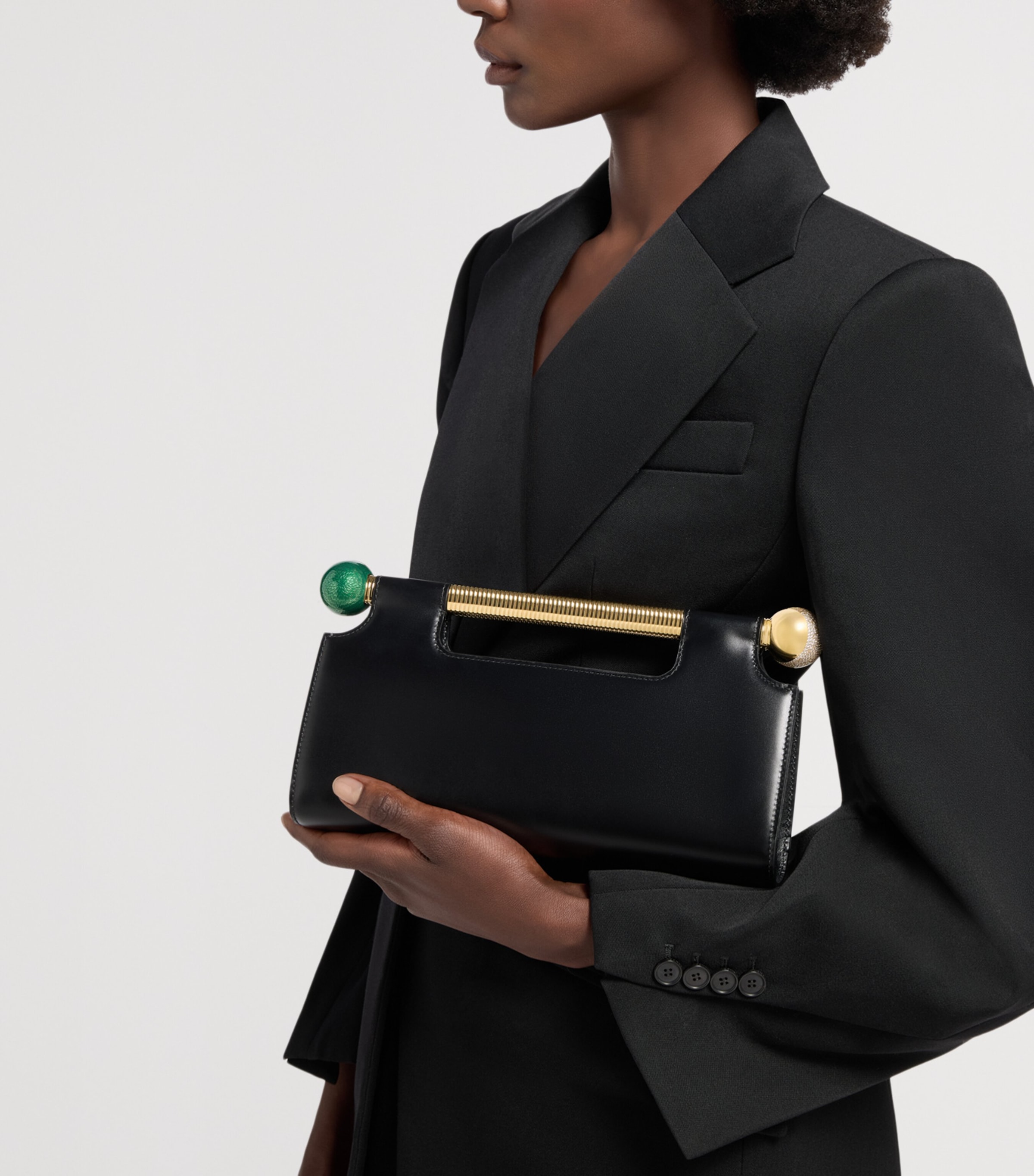 Bvlgari Leather Tubogas Sphere Clutch Bag Black Image 3