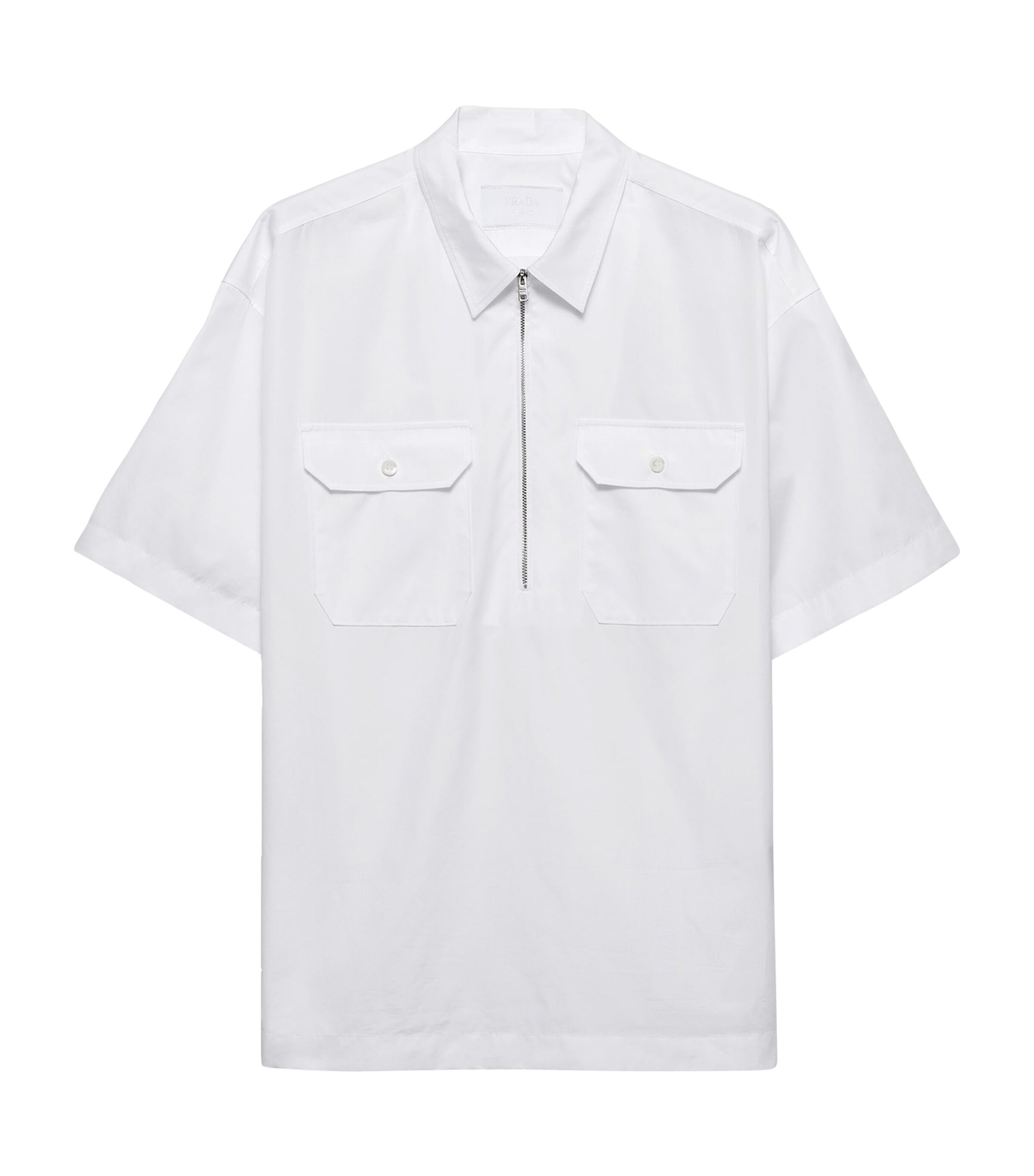 Prada Mens Cotton Bowling Shirt White Image 1