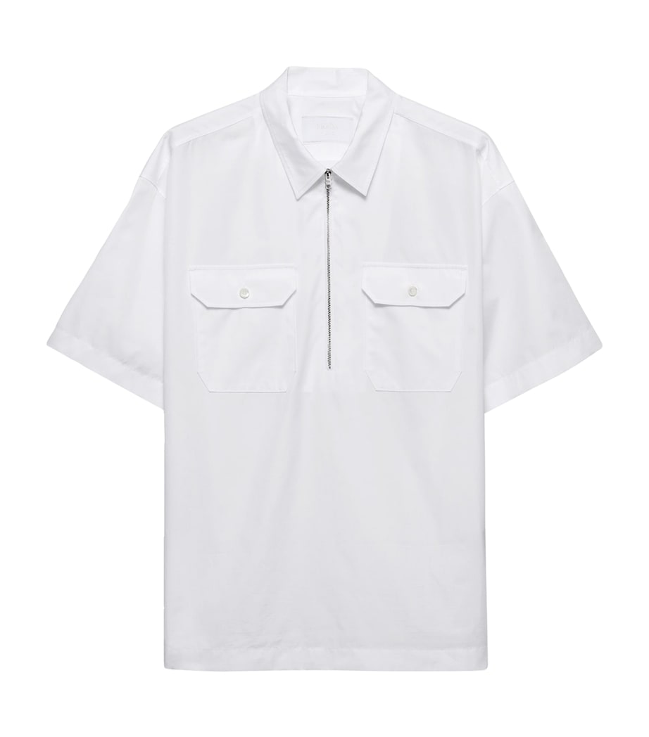Prada Mens Cotton Bowling Shirt White Image 1