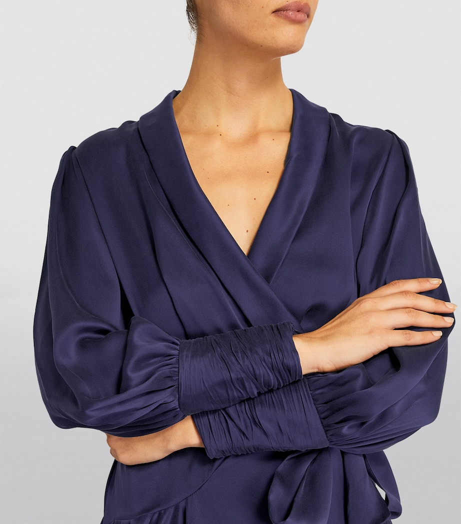 Zimmermann Navy Silk Wrap Mini Dress | Harrods US Zimmermann Navy Silk Wrap Mini Dress | Harrods US