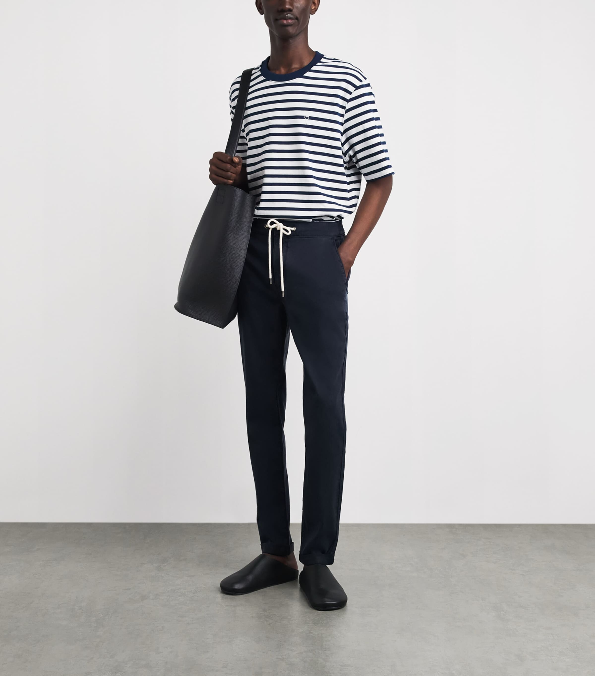 PAIGE Mens Drawstring Fraser Chinos Vintage Deep Anchor Image 2