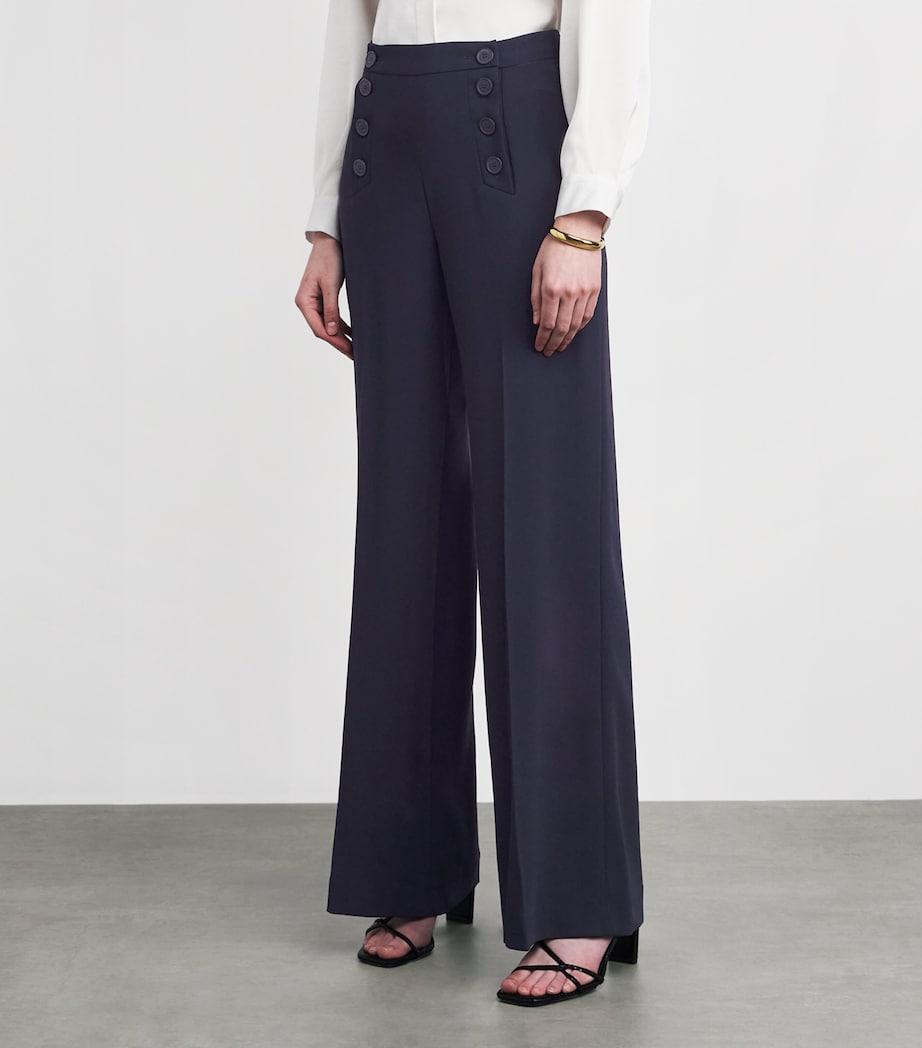 Claudie Pierlot Womens Sailor Wide-Leg Trousers Navy Image 4