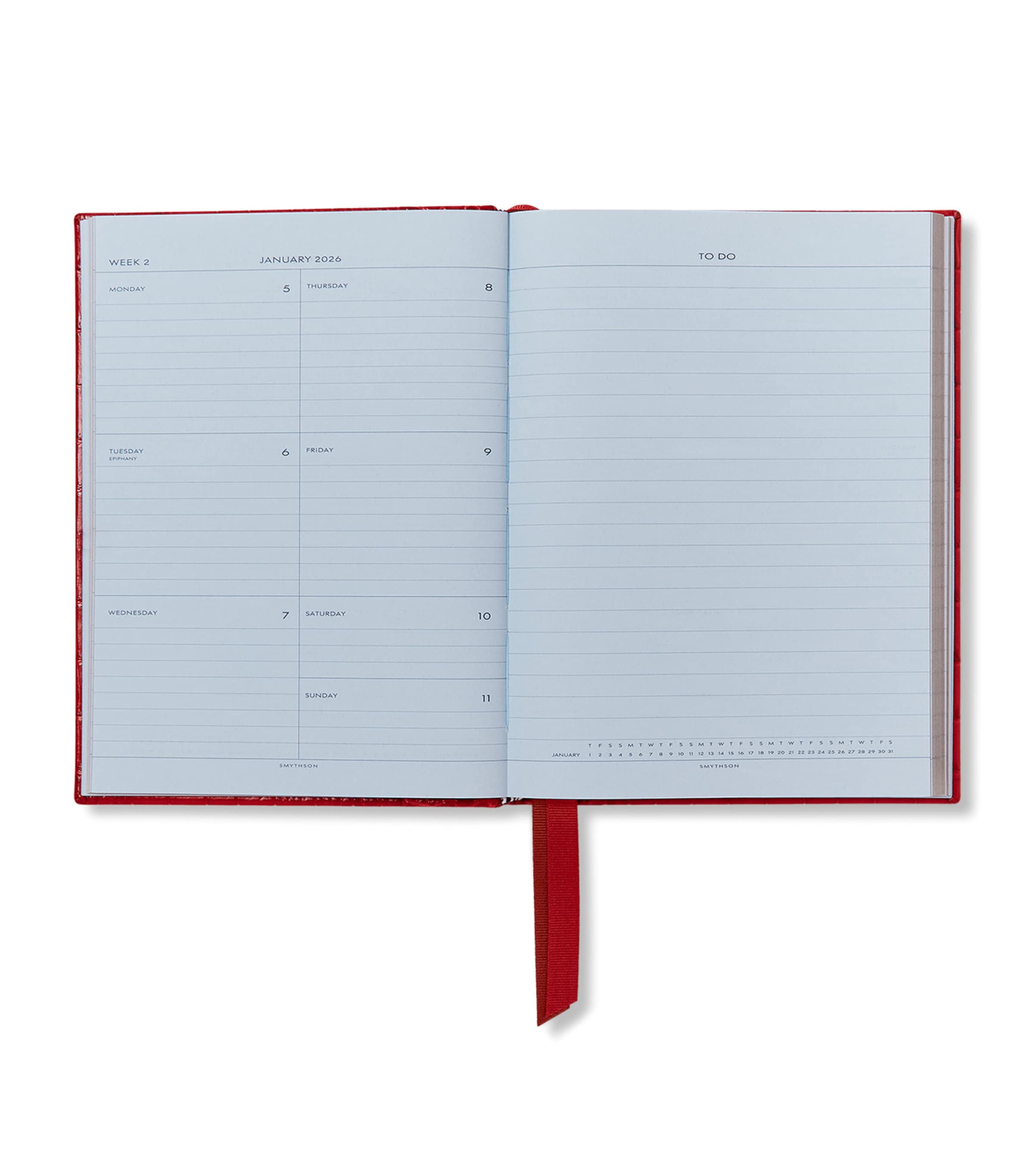 Mara Leather Croc-Embossed A5 Soho Diary 2026 RED Image 2