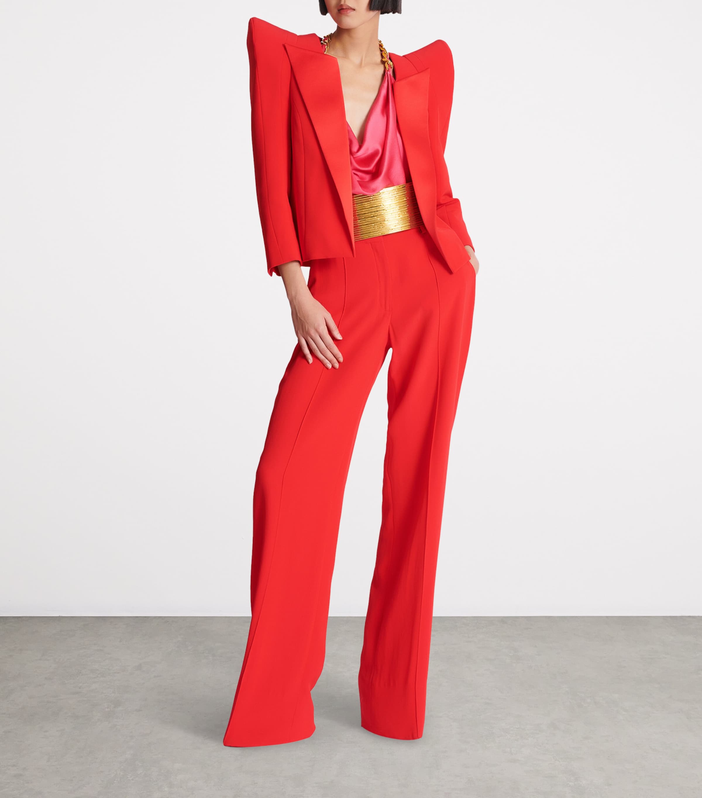 Crepe Cropped Blazer 3CE ROUGE FONCE Image 6