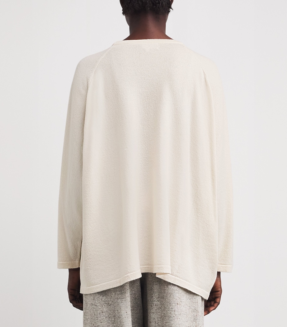 Cashmere Raglan-Sleeve Sweater CREME Image 4