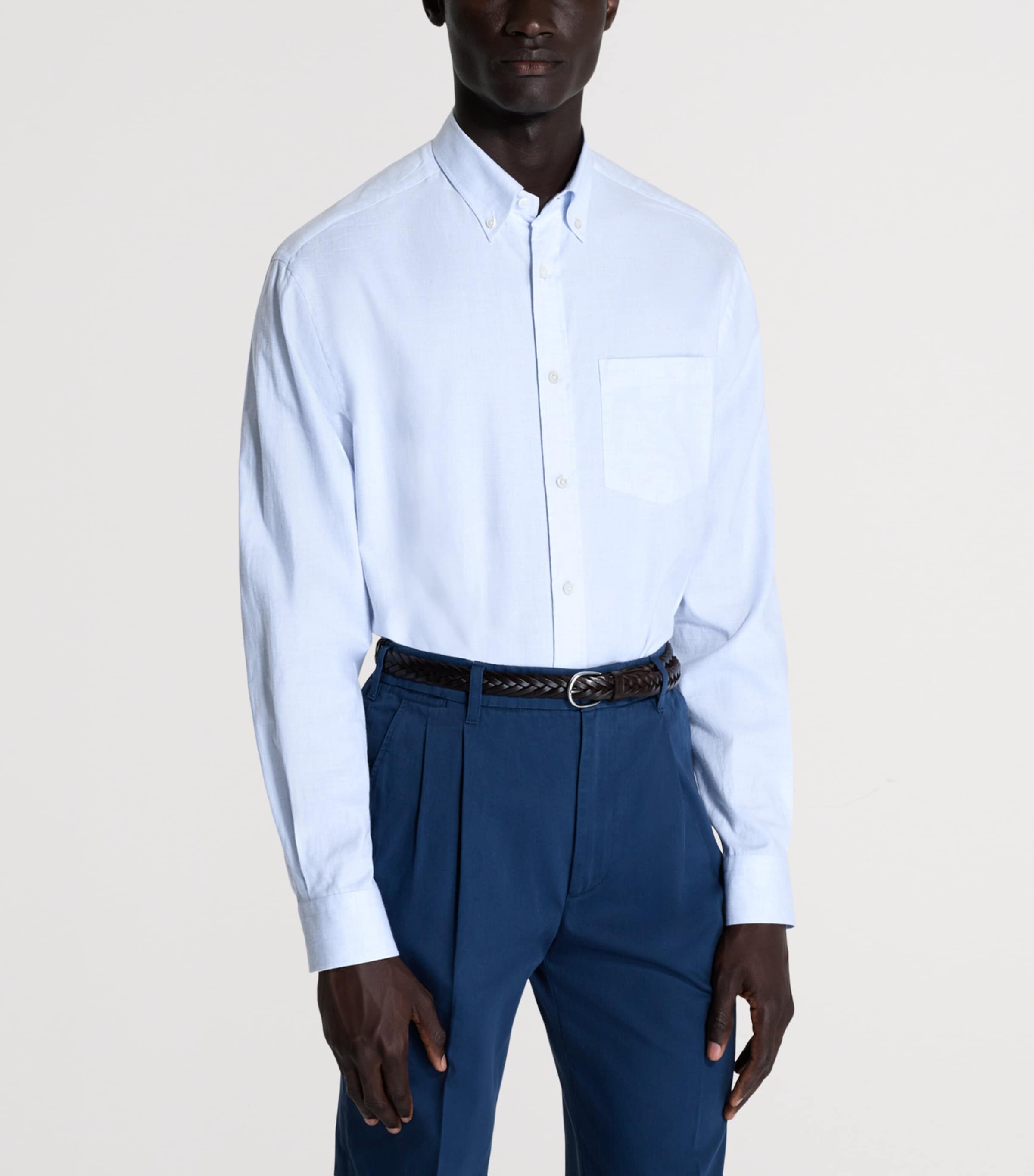 Dunhill Mens Cotton-Linen Casual Shirt White Image 4