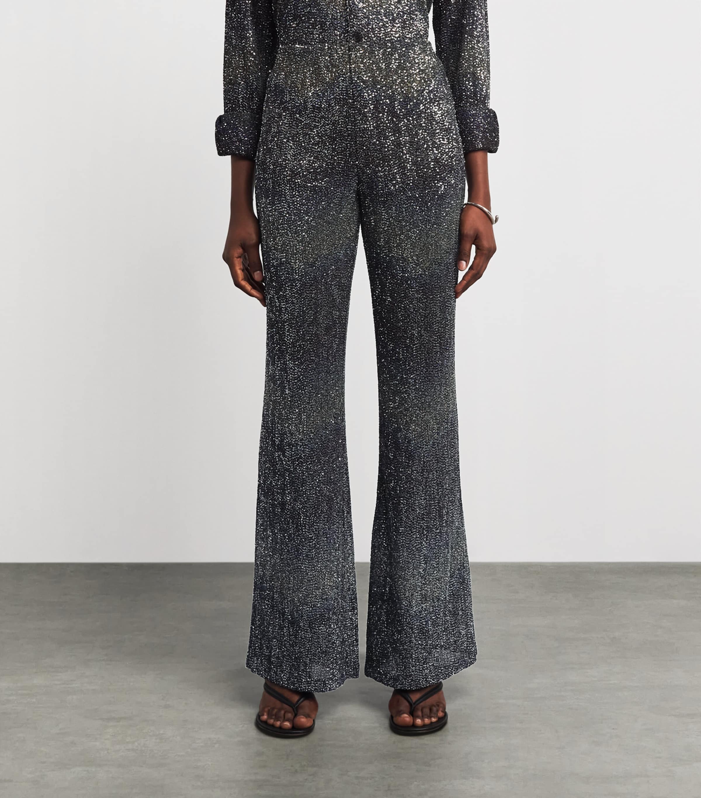 Missoni Womens Sequin Flared Trousers Bn,bl,yl Image 4