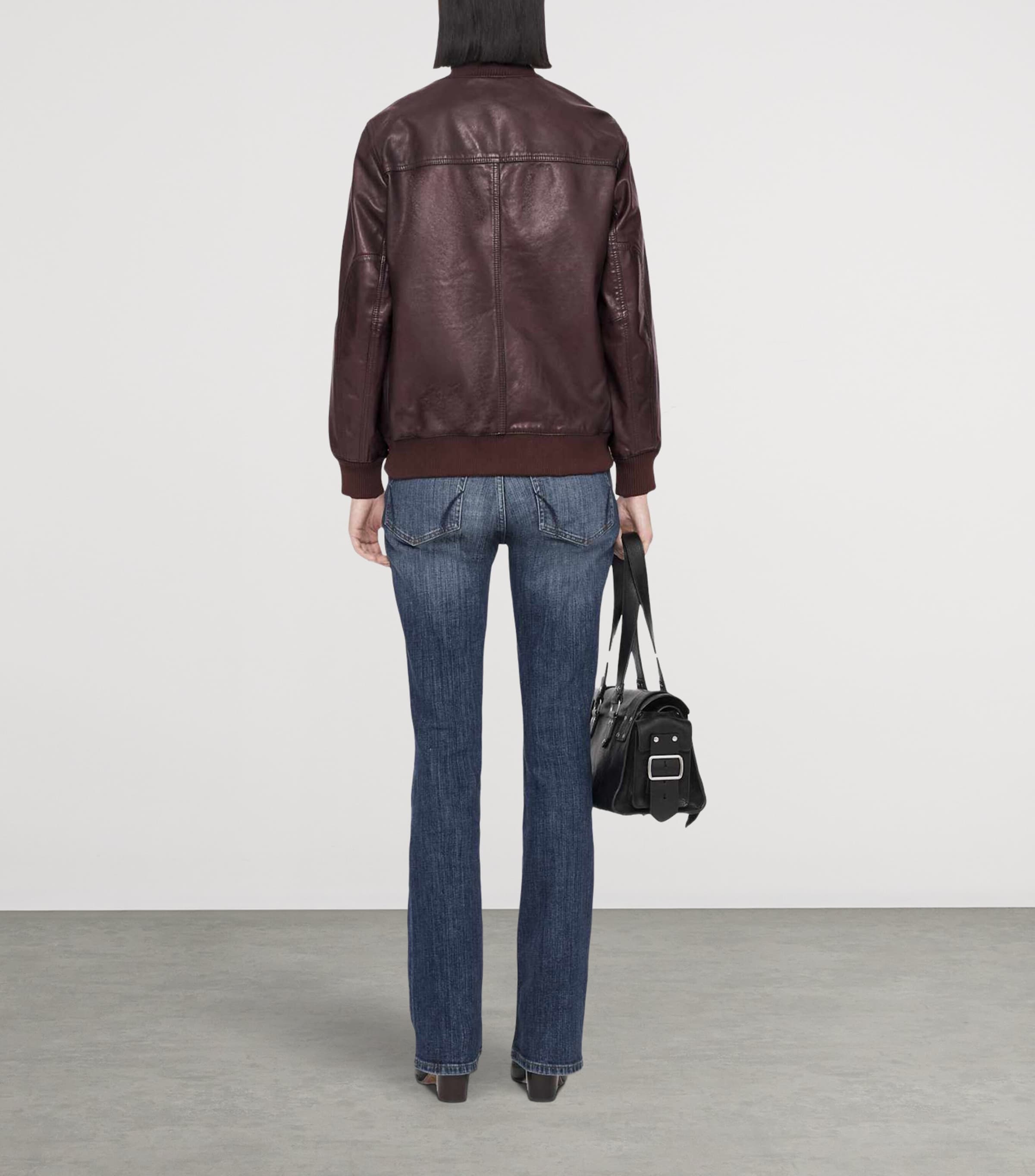AllSaints Womens Memphis Leather Jacket Oxblood Red Image 7