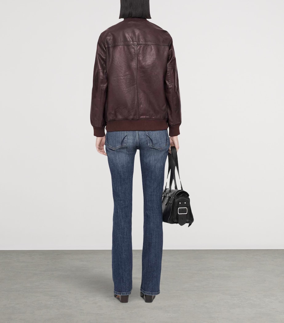 AllSaints Womens Memphis Leather Jacket Oxblood Red Image 7