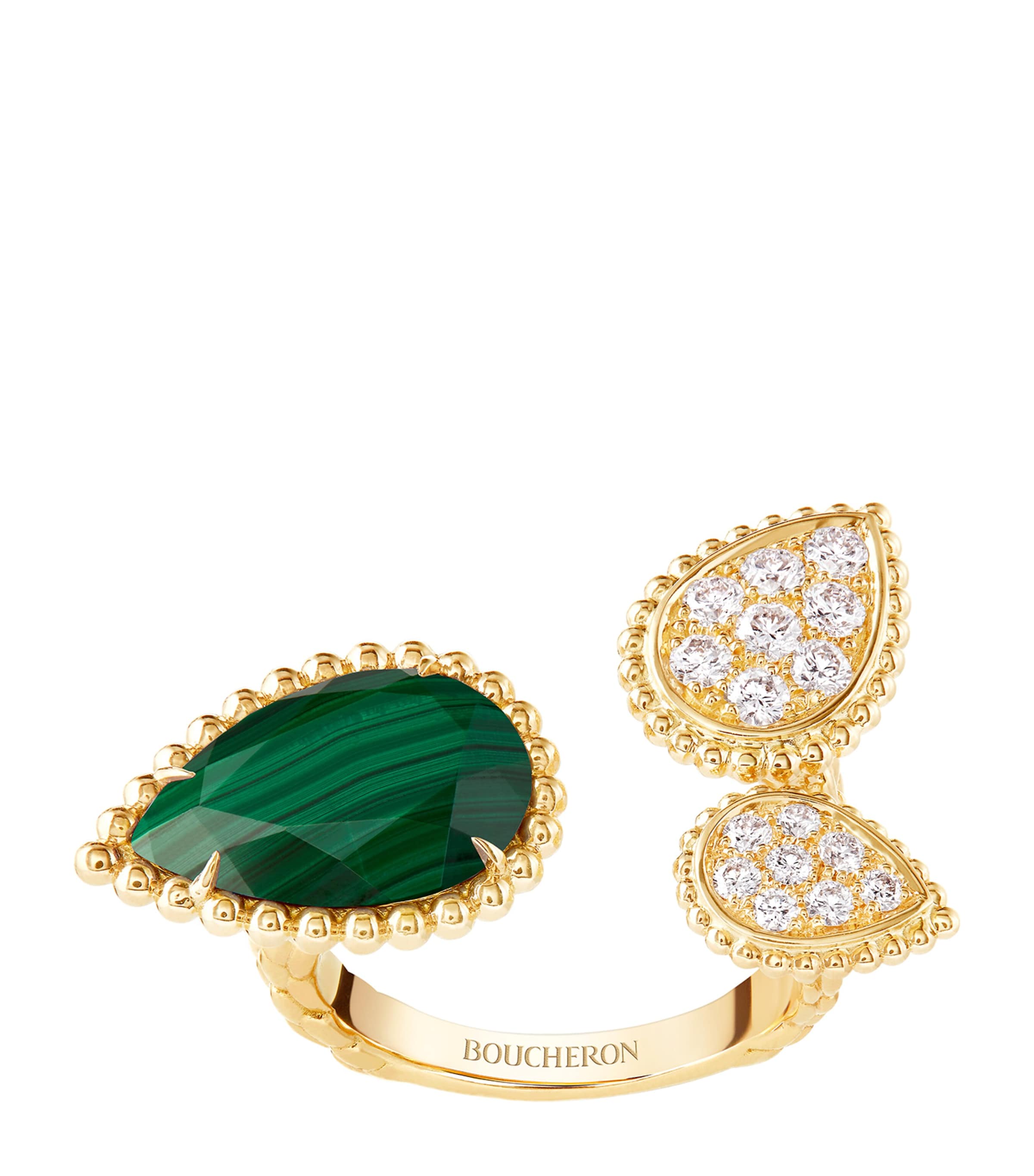 Boucheron Yellow Gold, Malachite And Diamond Serpent Bohème Ring In Green
