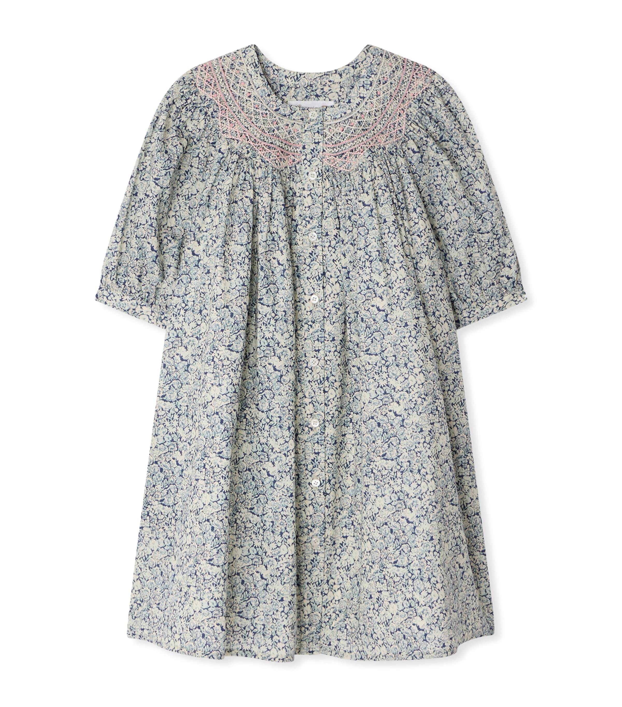 Bonpoint Cotton Floral Ladwiga Dress (10-14 Years) Fl Bleu De Prusse Image 1