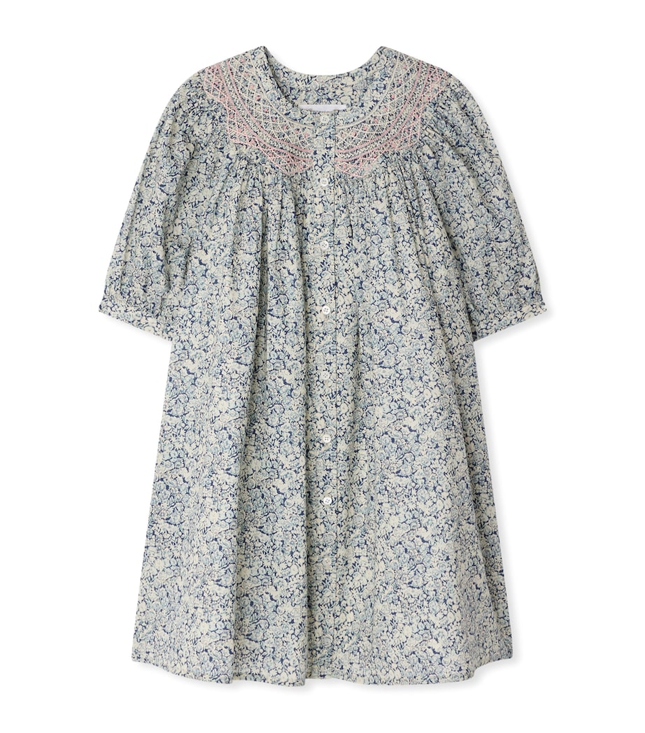 Bonpoint Cotton Floral Ladwiga Dress (10-14 Years) Fl Bleu De Prusse Image 1