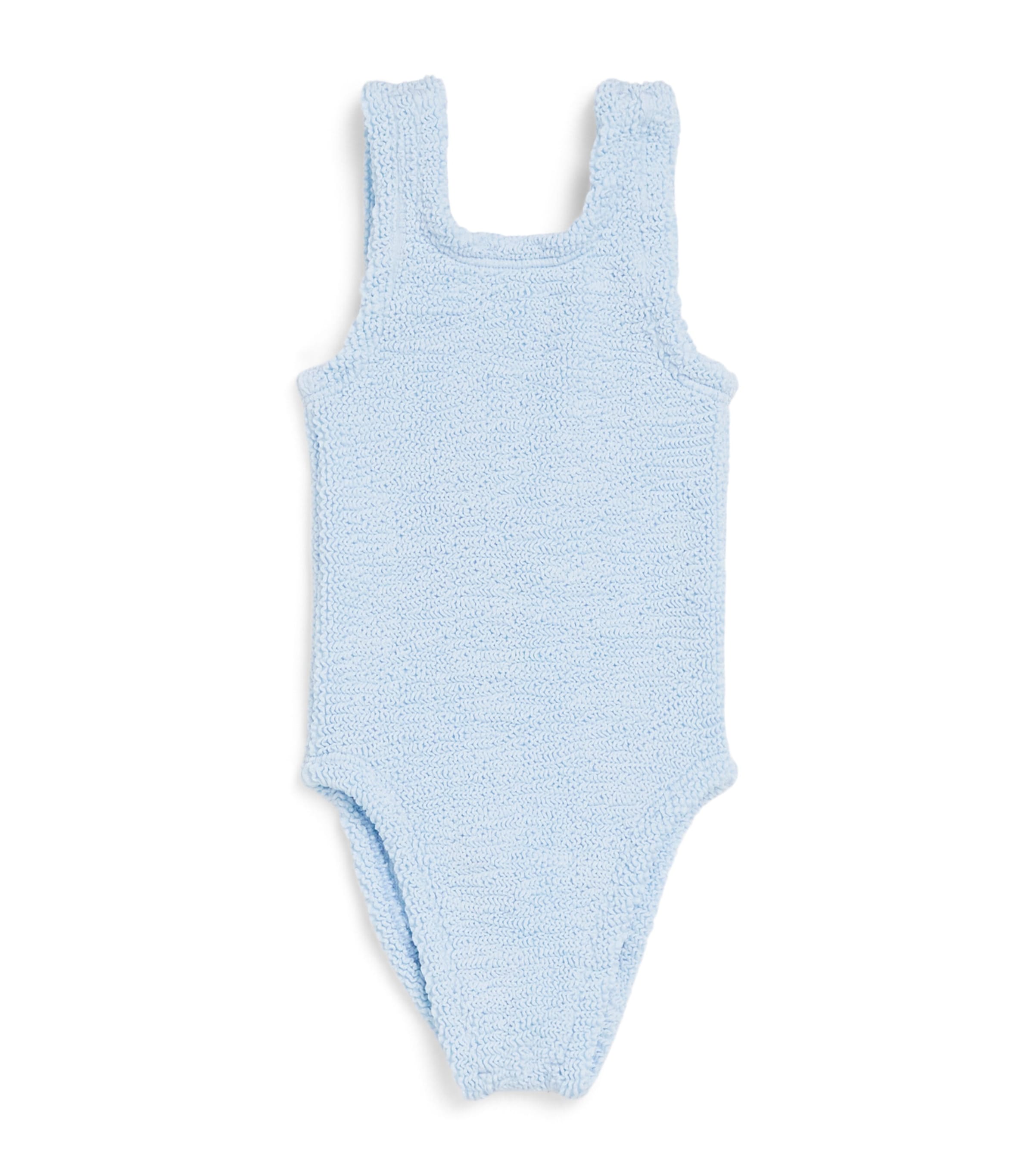 Hunza G Kids Crinkled Domino Swimsuit (2-6 Years) Metallic Ice Blue Image 1