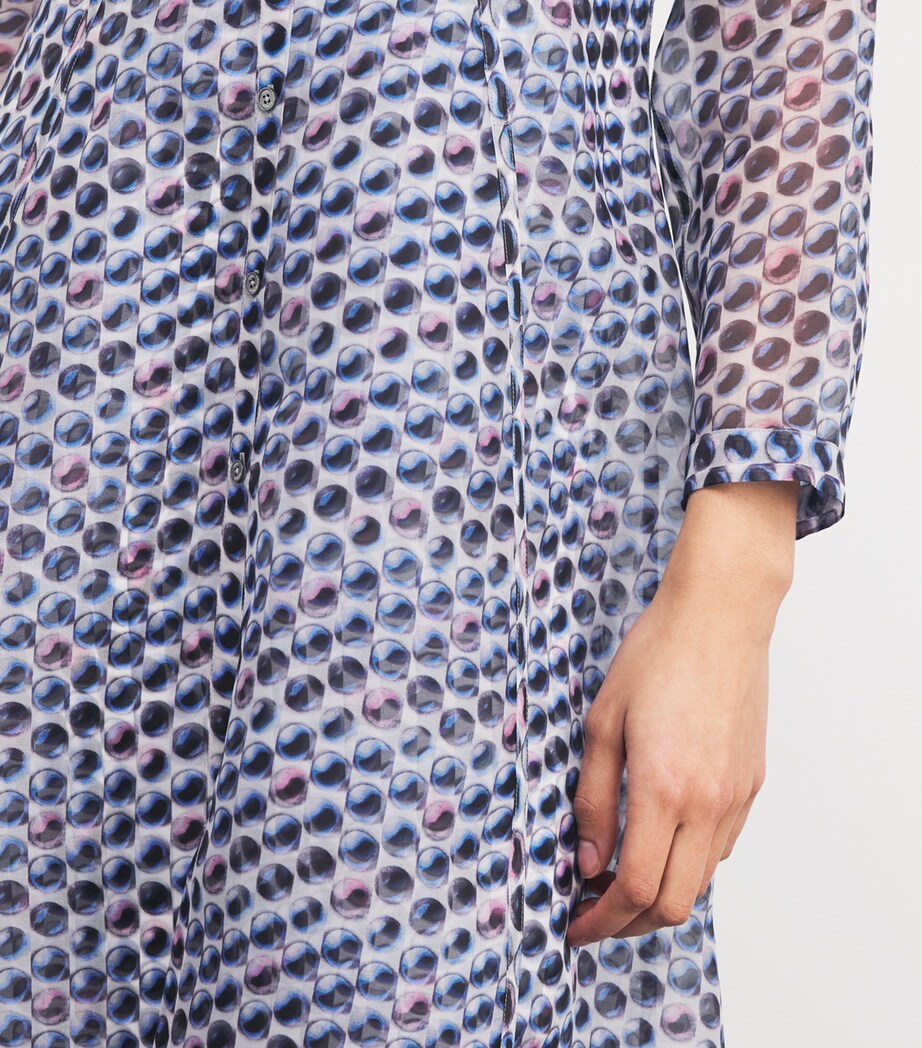 Silk Organza Graphic Print Shirt Dress 414 BLUE CANDY DOT Image 6