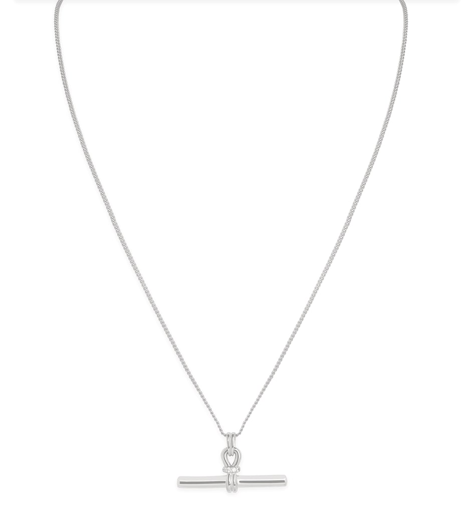 Astrid & Miyu Rhodium-Plated Silver T-Bar Pendant Necklace Silver Image 1