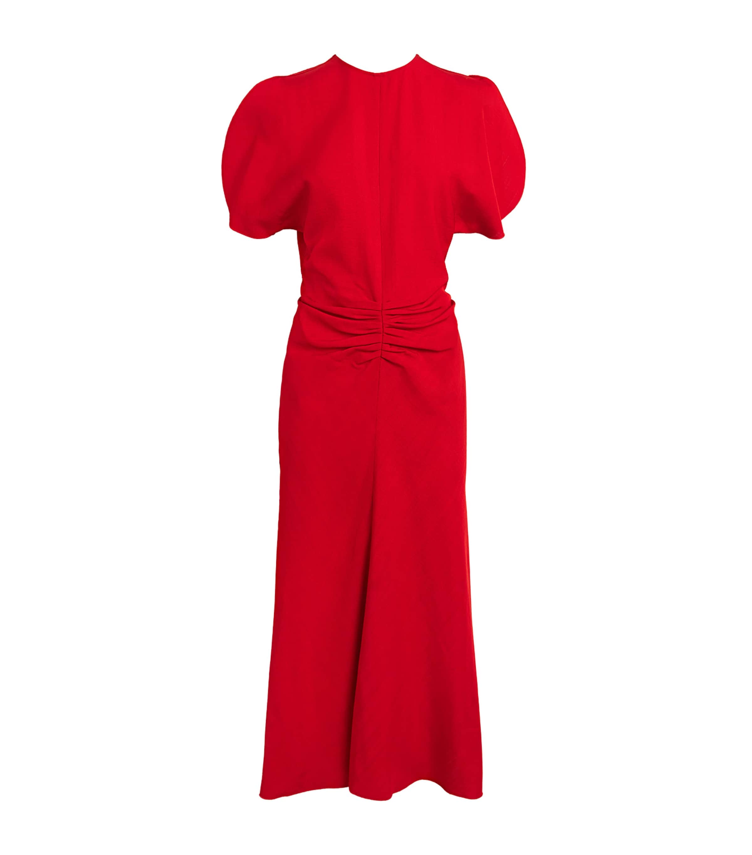 VICTORIA BECKHAM GATHERED-WAIST MIDI DRESS