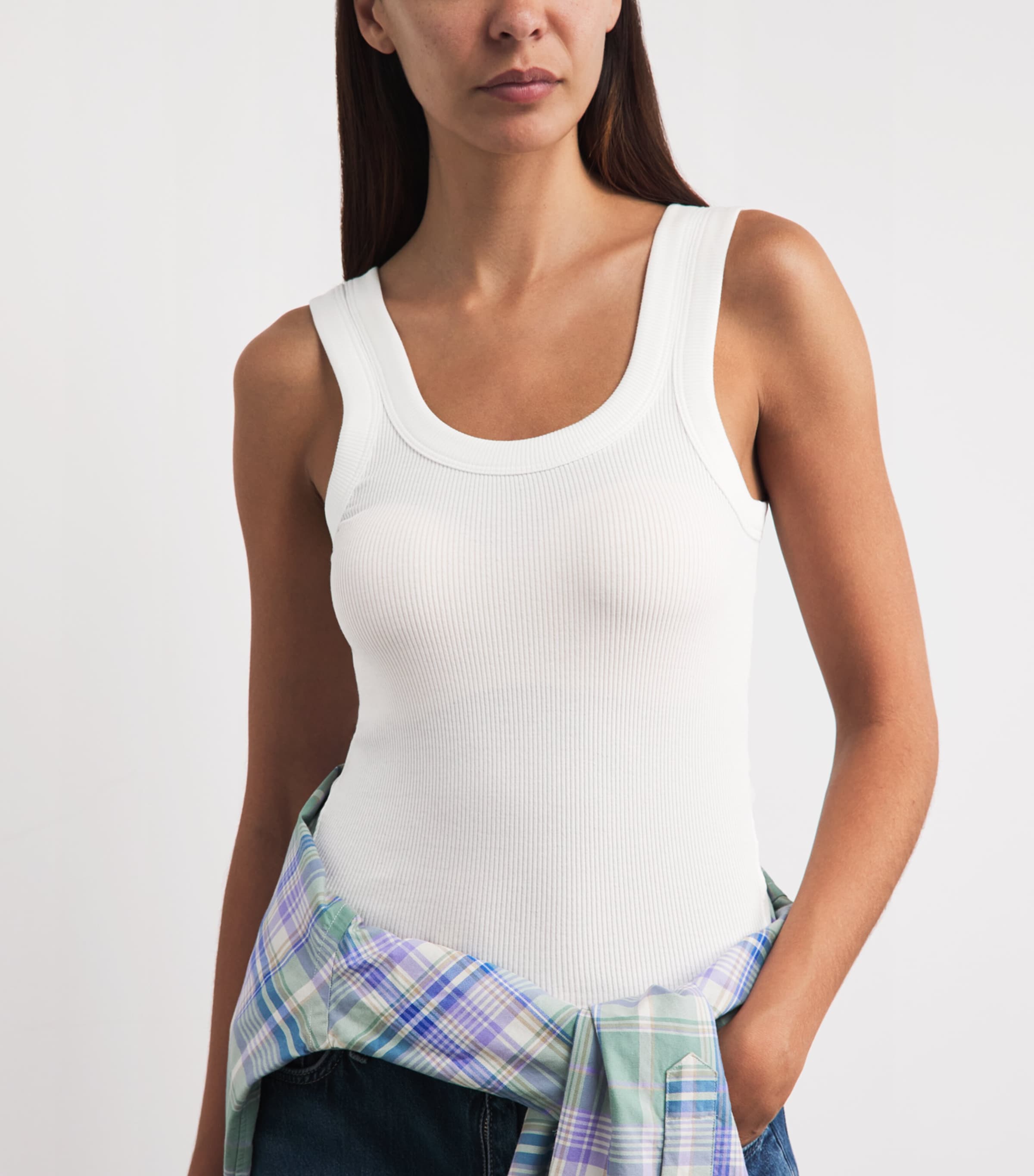 Rag & Bone Womens The Essential Rib Tank Top White Image 3