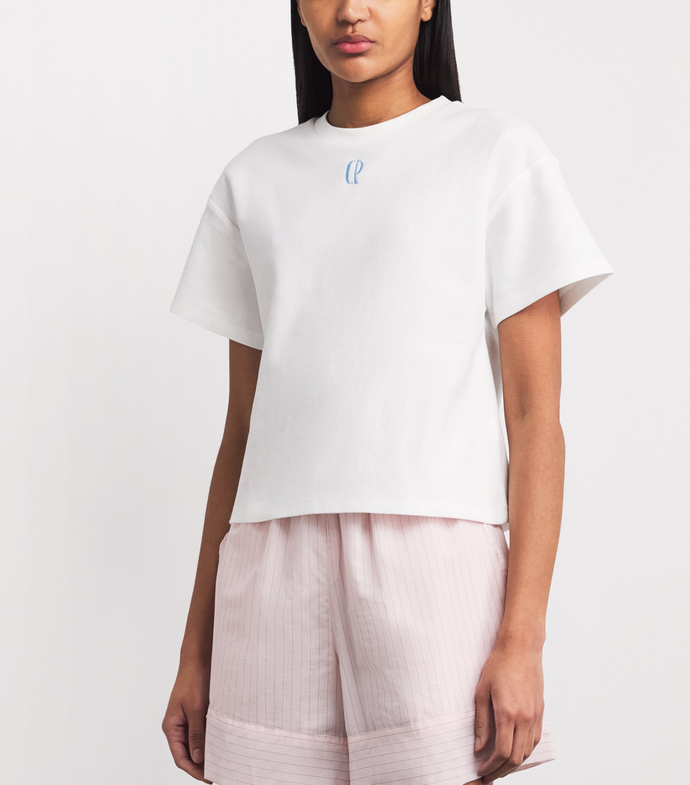 Claudie Pierlot Womens Cotton Piqué Embroidered T-Shirt Ecru Image 4