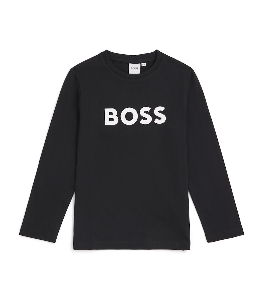 Cotton Logo Long-Sleeve T-Shirt (4-16 Years) 09BBLACK Image 1