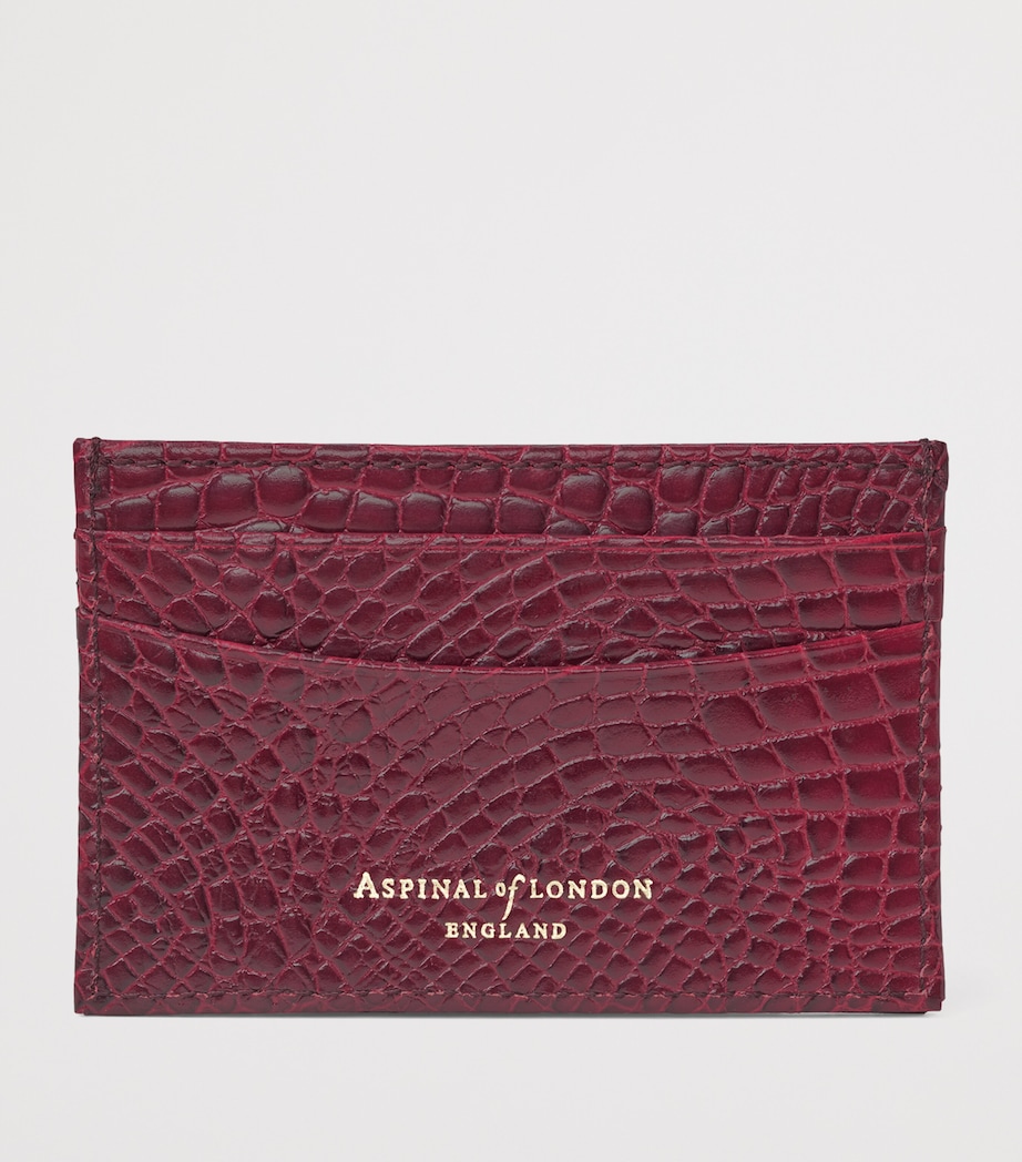 Croc-Embossed Leather Slim Card Holder BORDEAUX Image 2